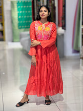 Floral Embroidered Chanderi Finish A-Line Kurta | OS468