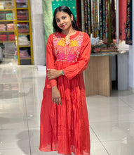 Floral Embroidered Chanderi Finish A-Line Kurta | OS468