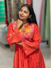 Floral Embroidered Chanderi Finish A-Line Kurta | OS468