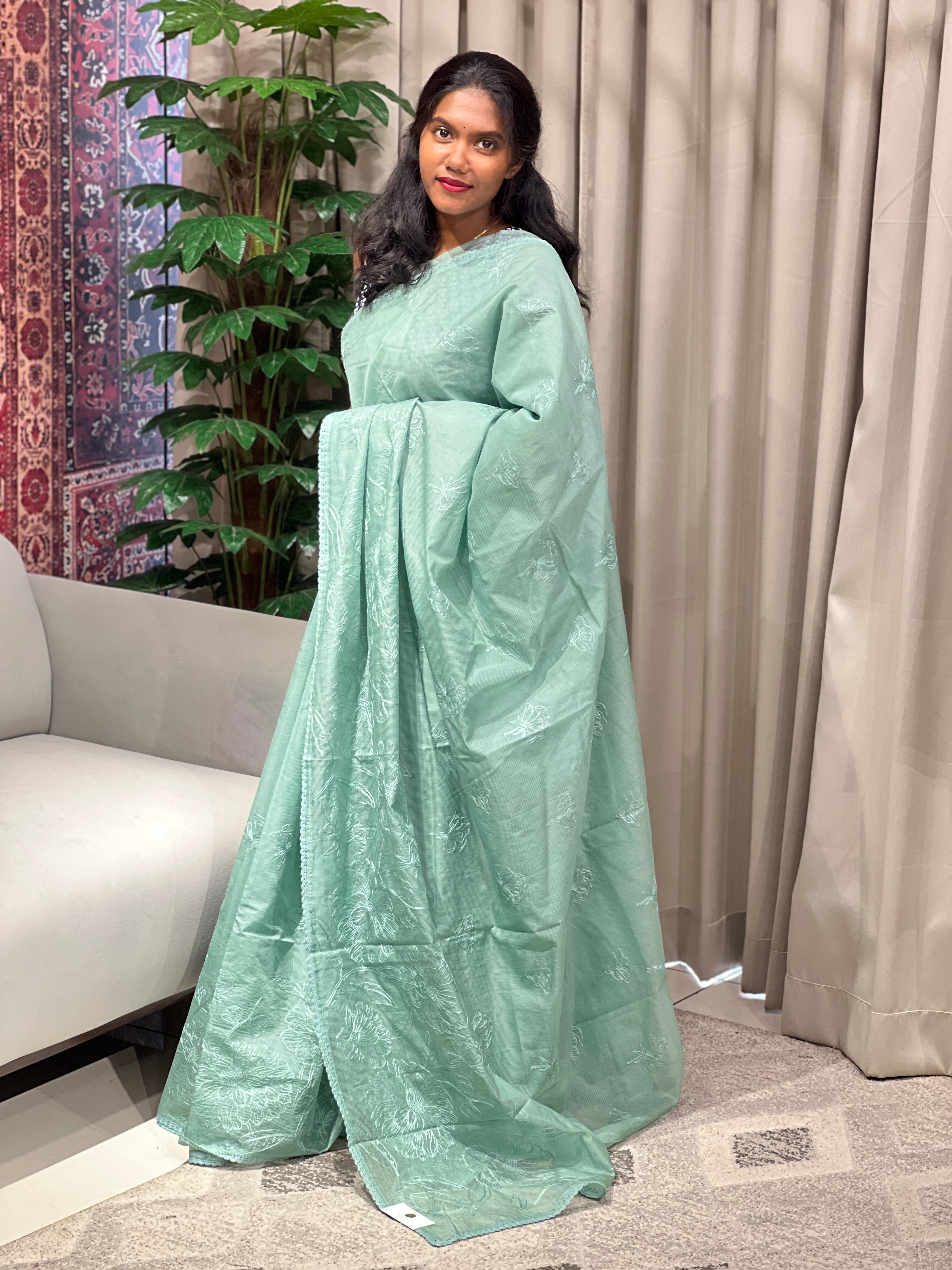Floral Machine Embroidery Kota Saree | YNG859