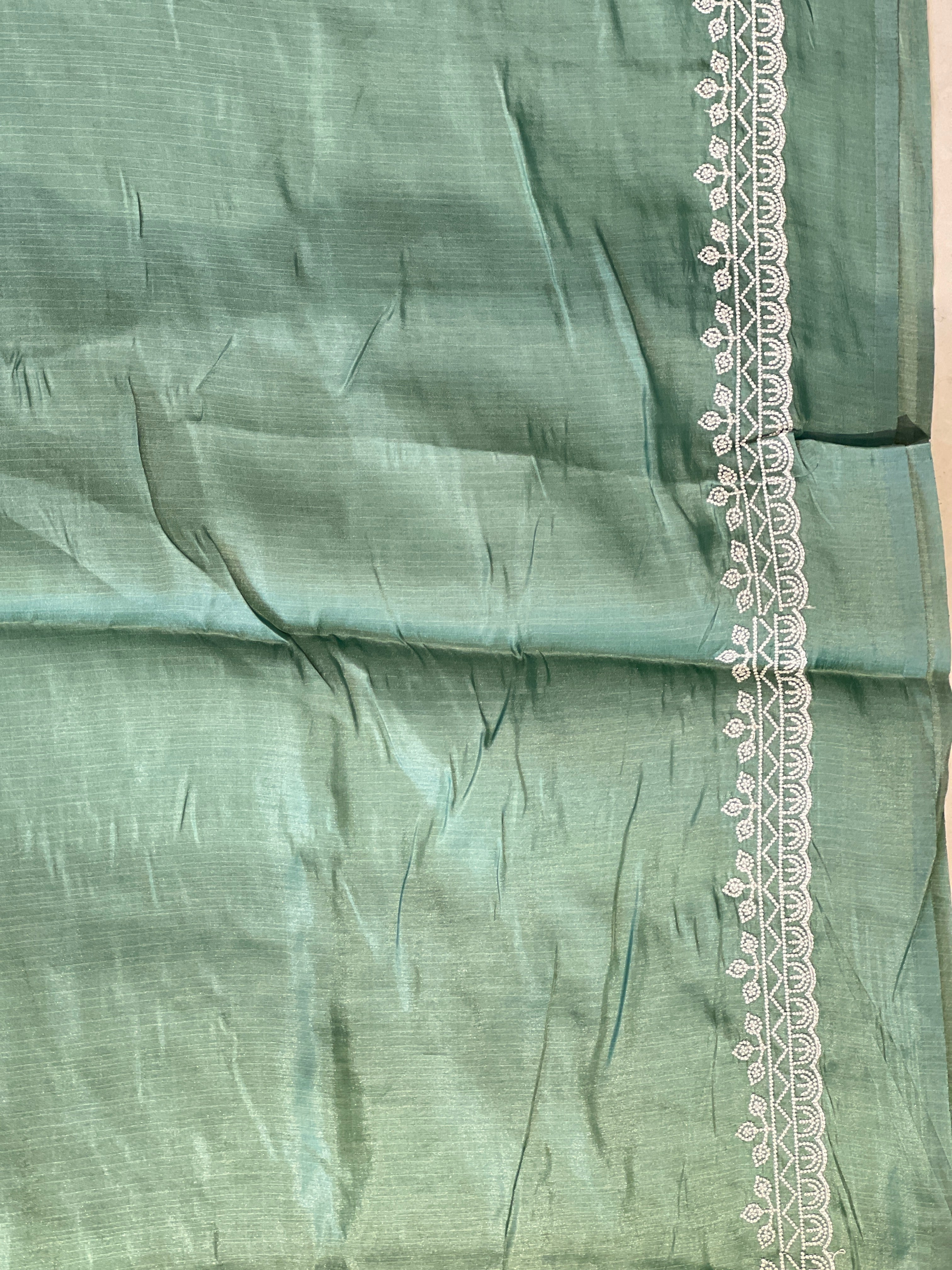 Point Embroidery Detailed Tussar Finish Saree | SUN347