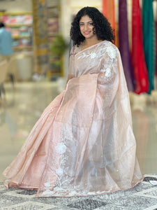 Floral Crushed Applique Worked Tussar Kota Saree | SBS979