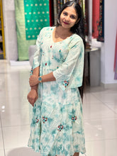 Tie & Dye With Floral embroidery Detailed Cotton Kurta | OS469