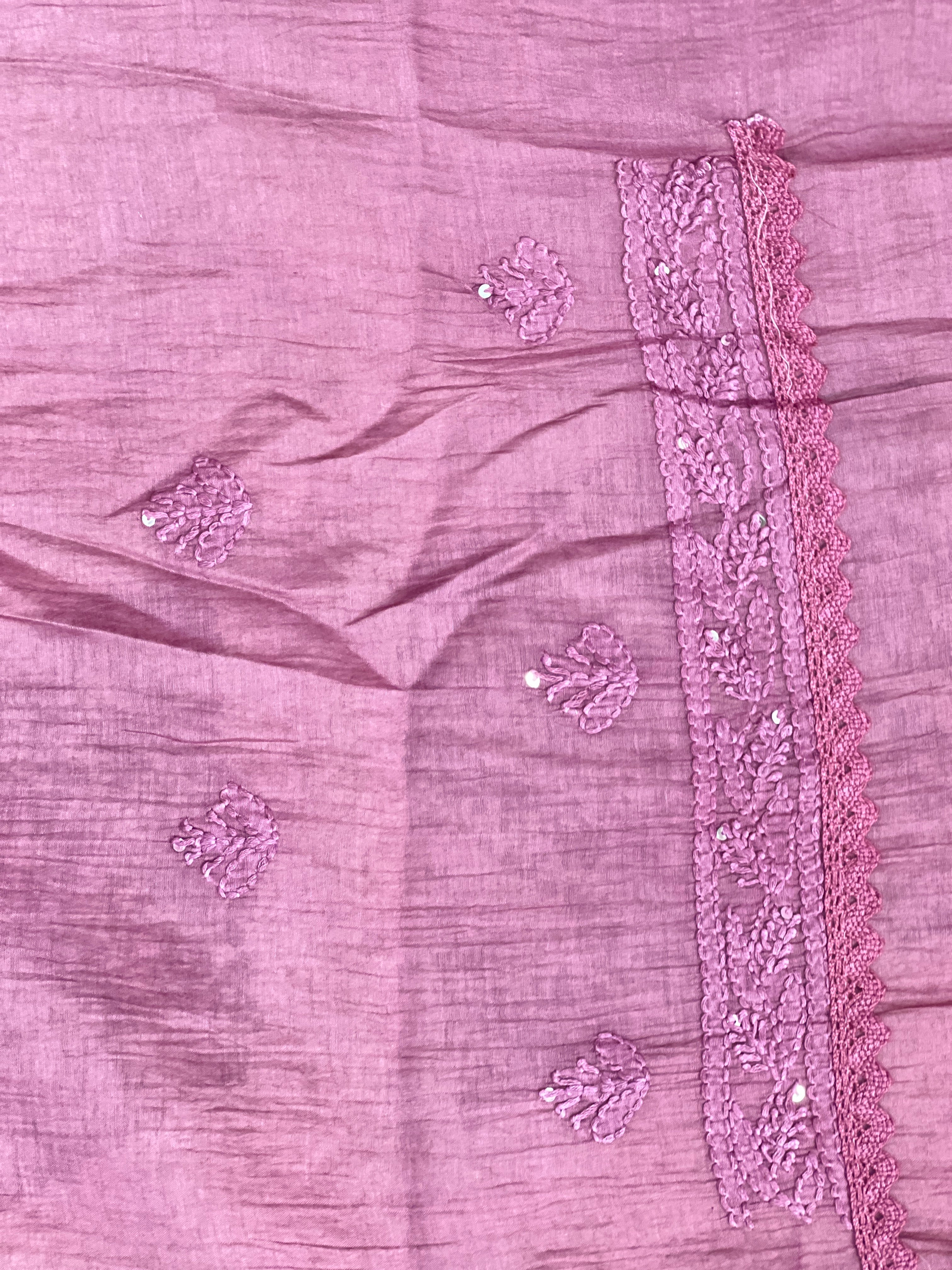 Chikankari Work Detailed Pure Cotton Saree | GMA180