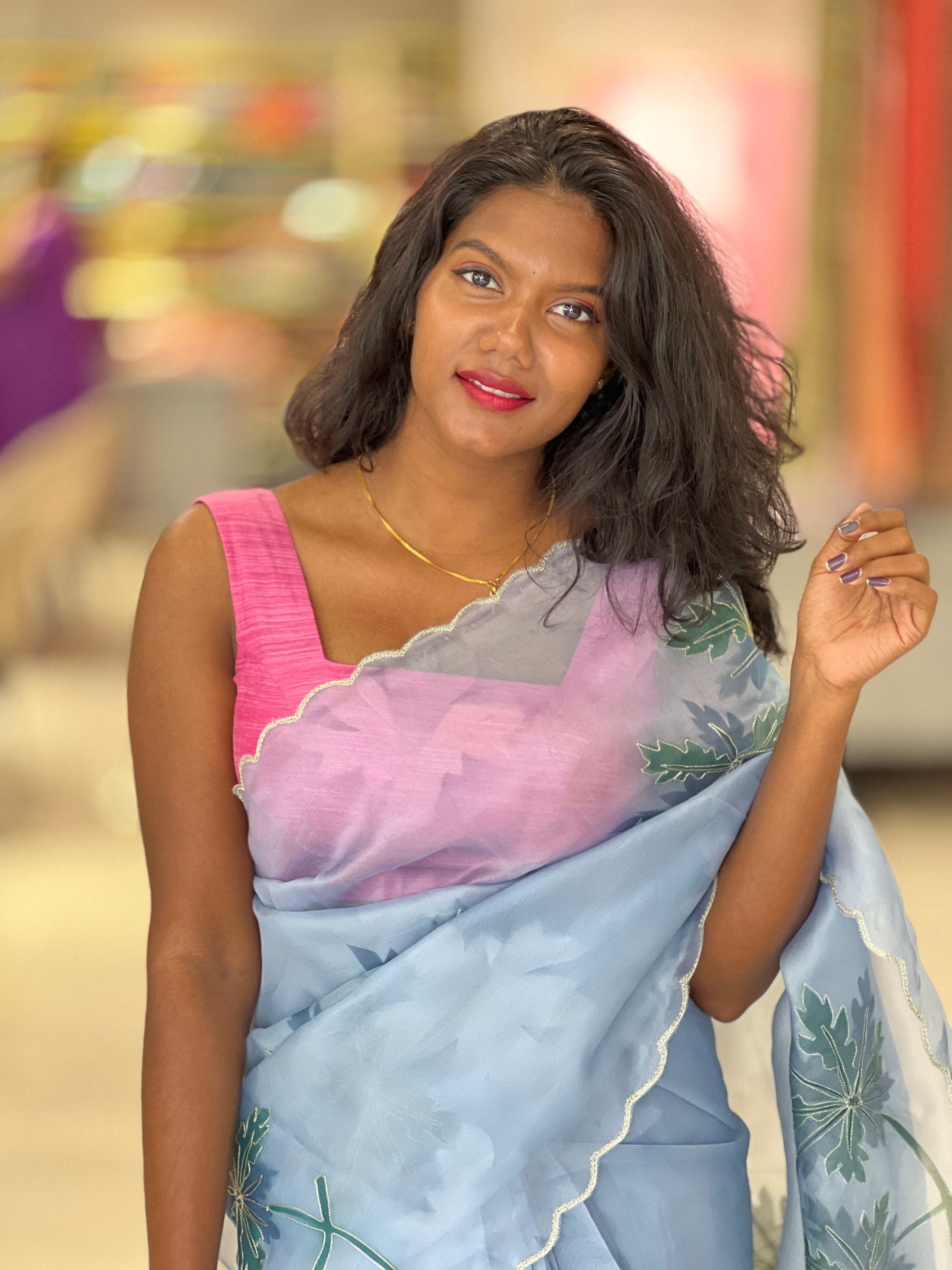 Floral Digital Printed Pure Organza Saree | SBS1355