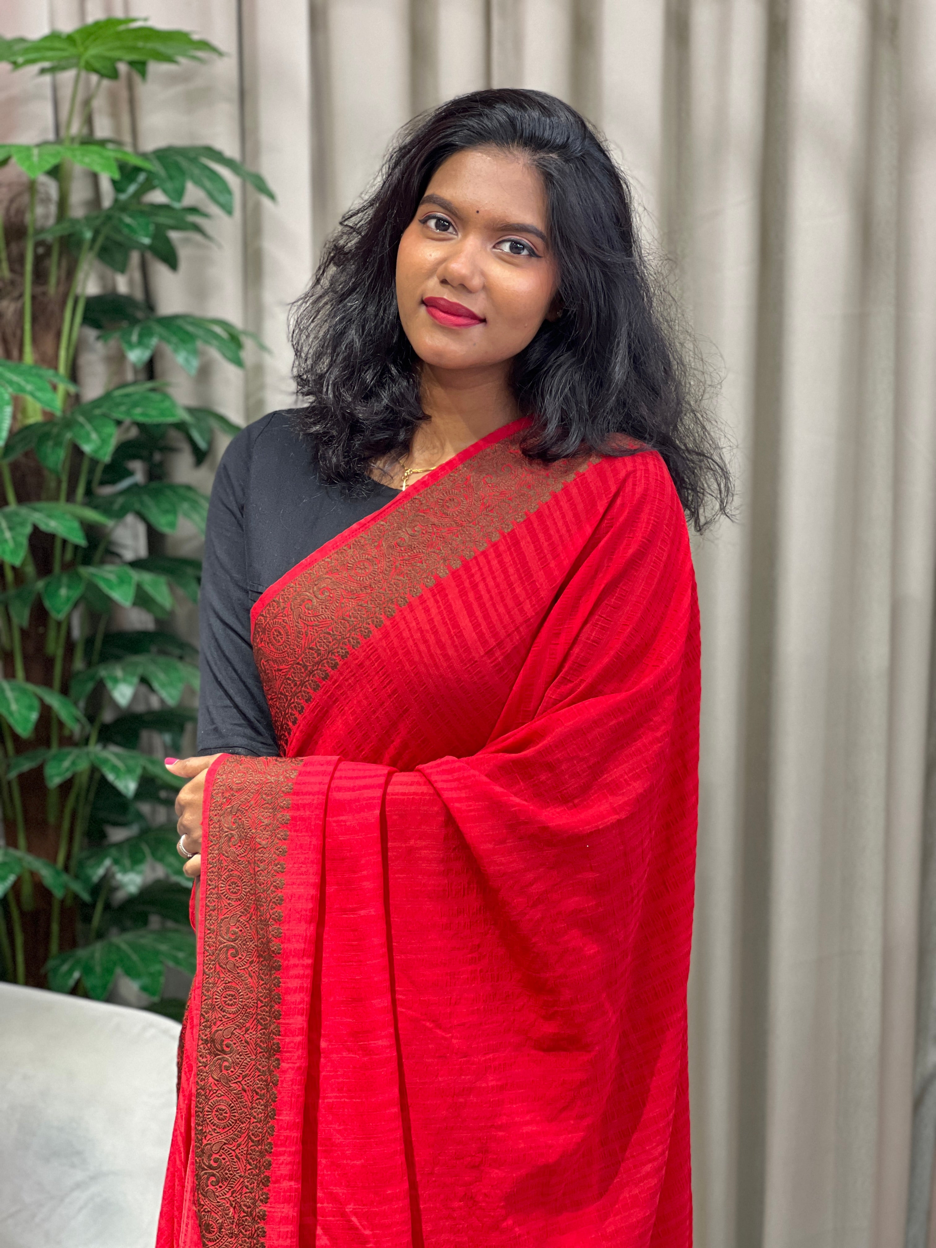 Thread Woven Tussar Georgette Banarasi(Weaving) Saree | YNG985