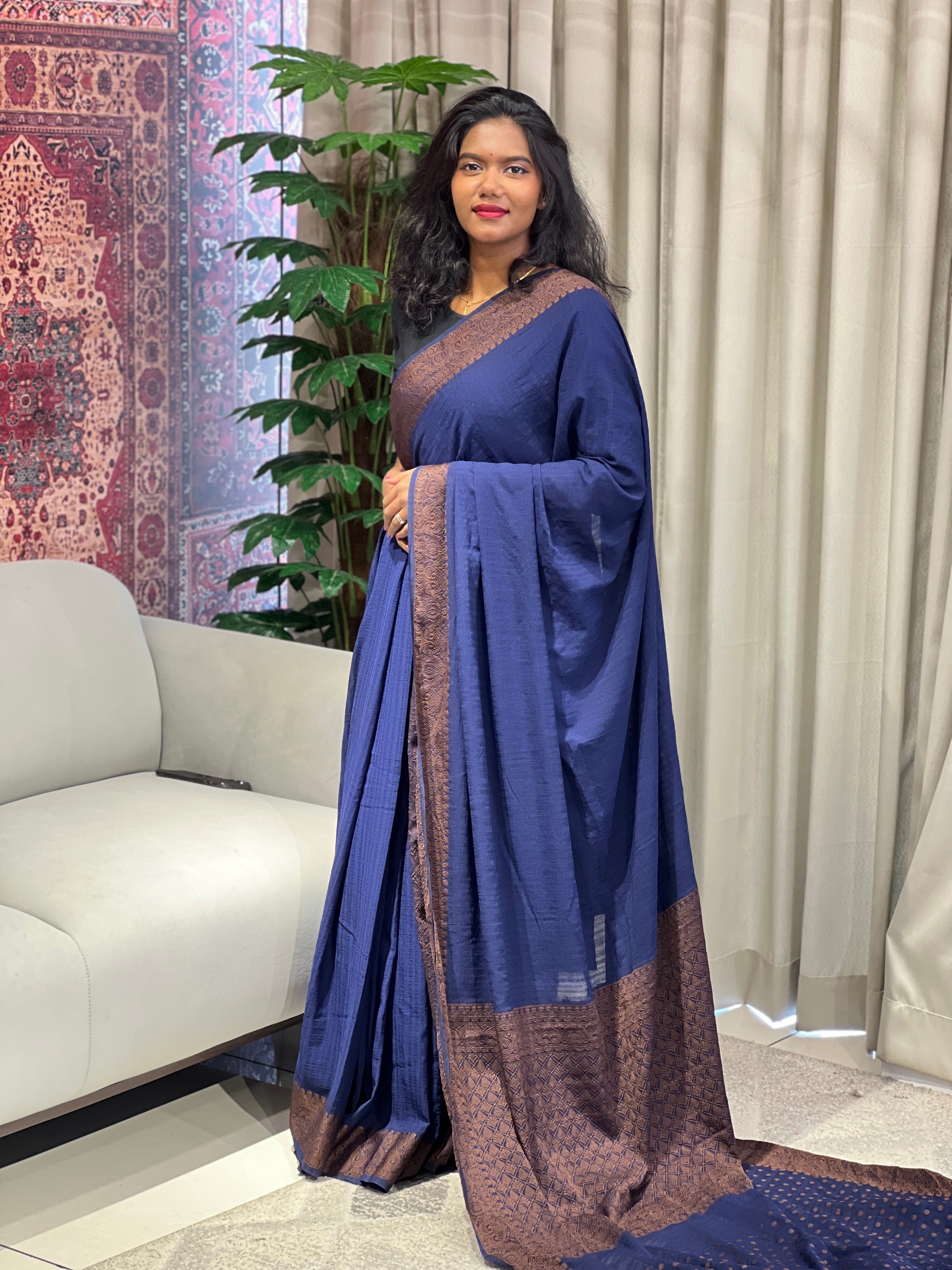 Thread Woven Tussar Georgette Banarasi(Weaving) Saree | YNG983