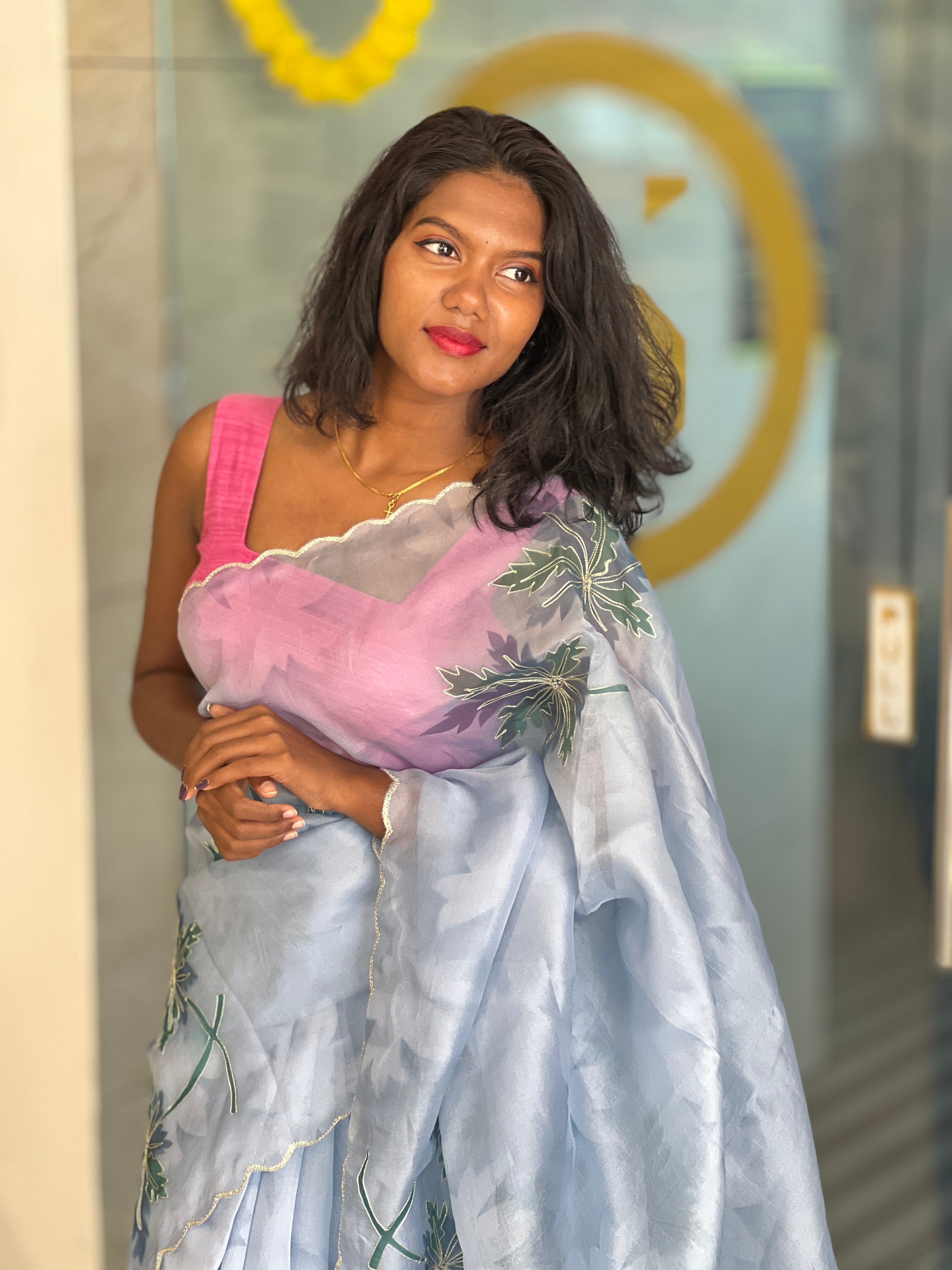 Floral Digital Printed Pure Organza Saree | SBS1355