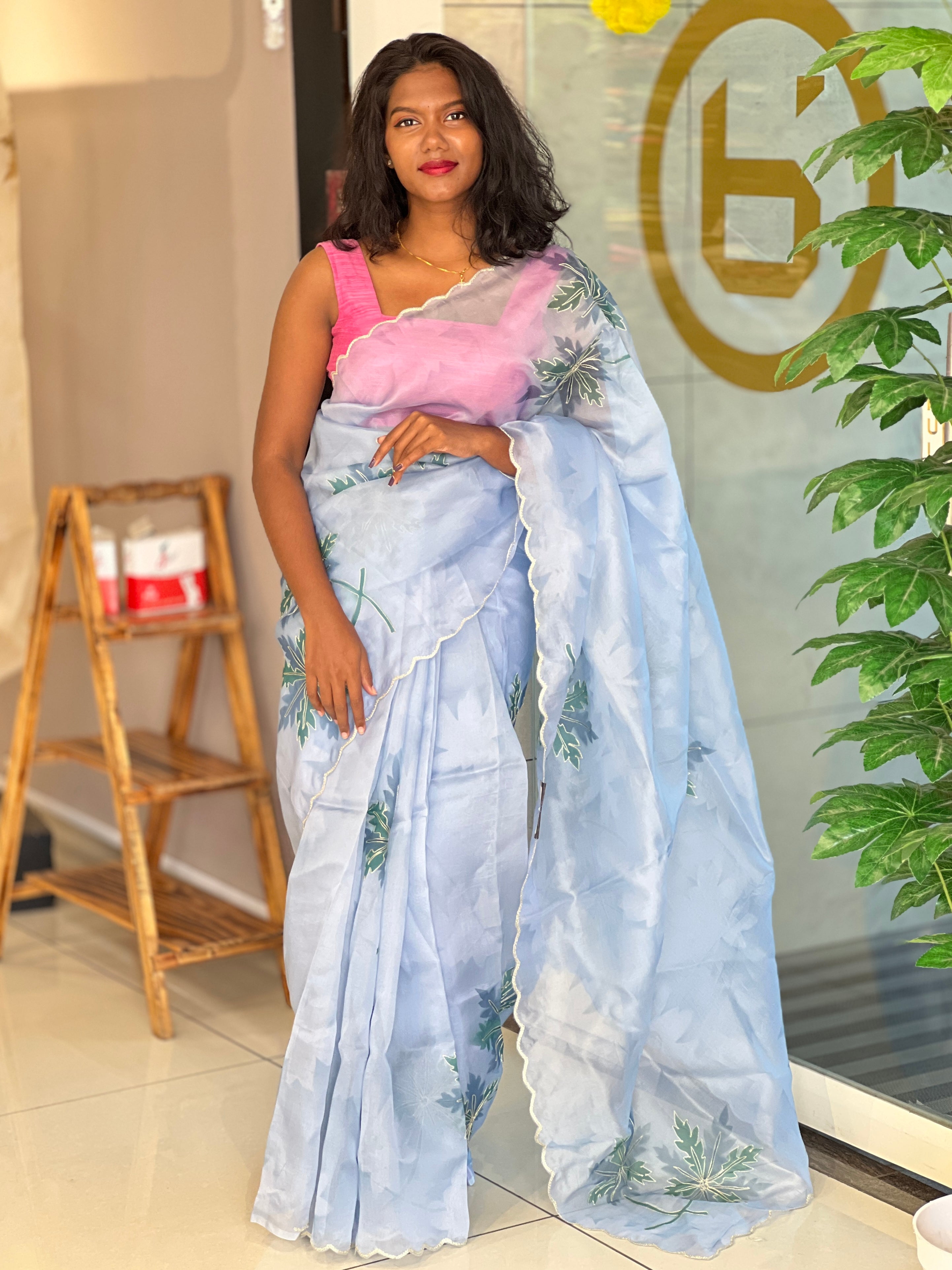 Floral Digital Printed Pure Organza Saree | SBS1355