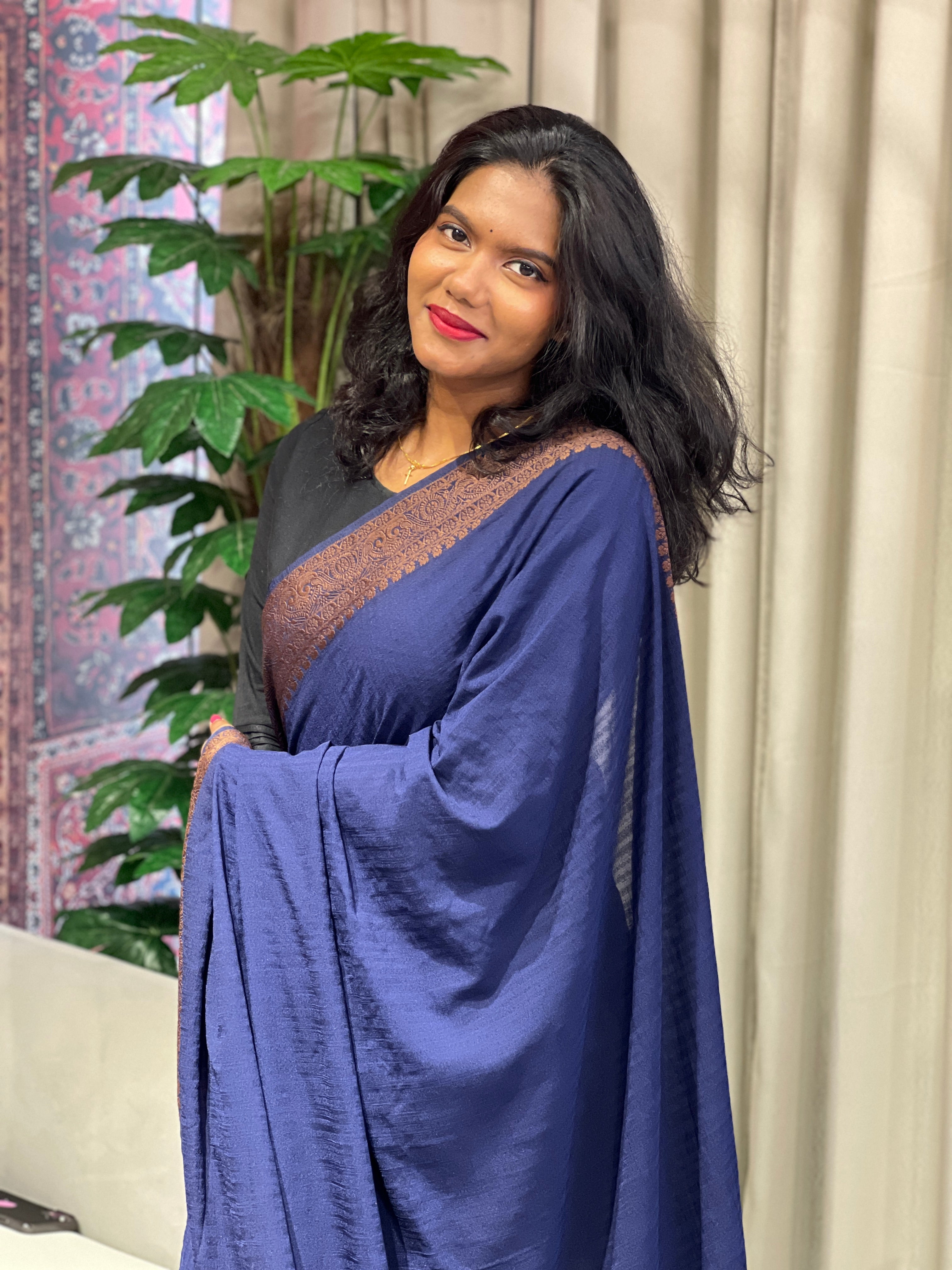 Thread Woven Tussar Georgette Banarasi(Weaving) Saree | YNG983