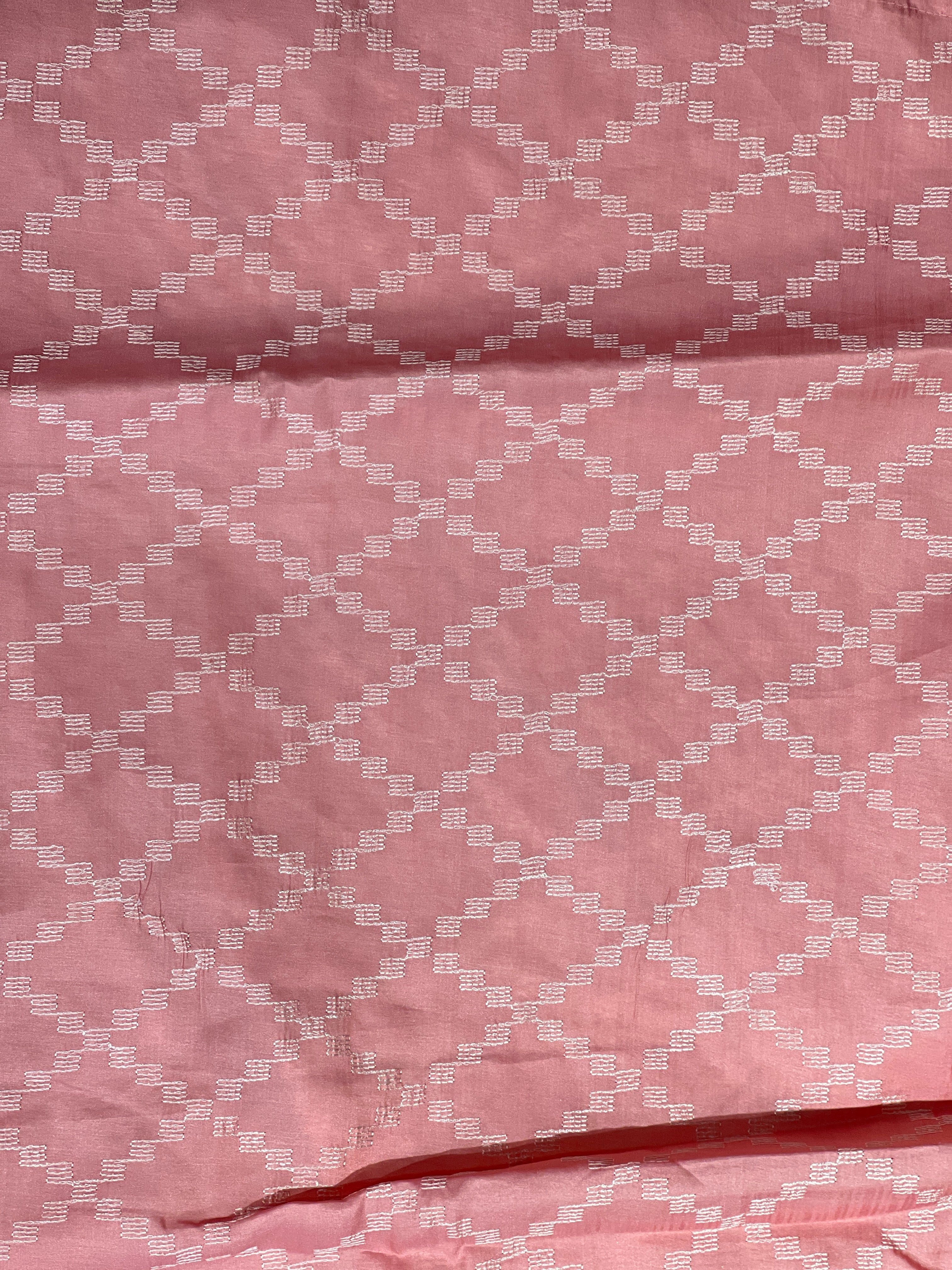 Machine Embroidery Geometric Patterned Tussar Finish Saree | SUN368