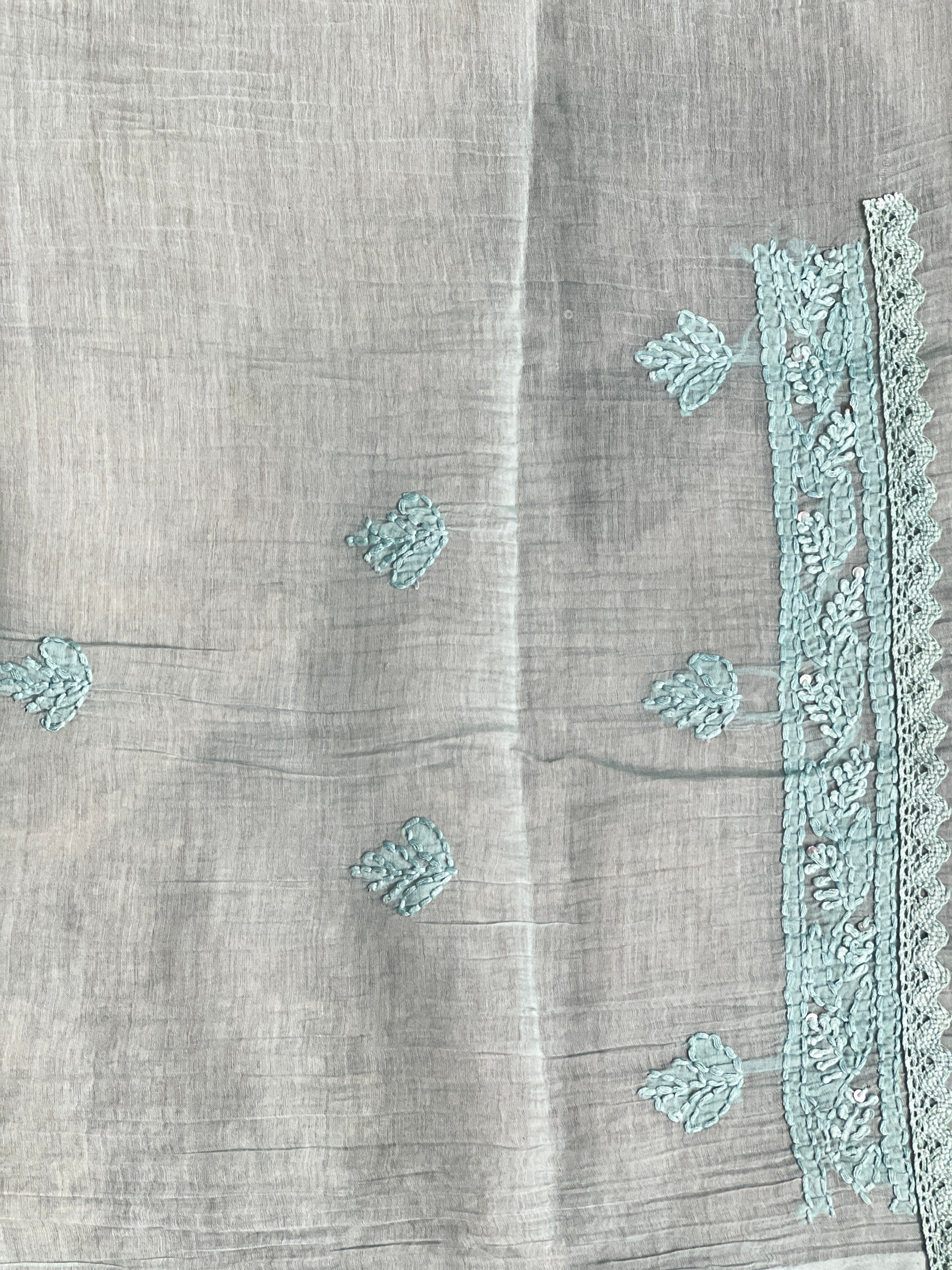 Chikankari Work Detailed Pure Cotton Saree | GMA176