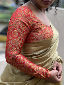 Multicolor Thread Weaved Kathan Silk Blouse Material | BM114