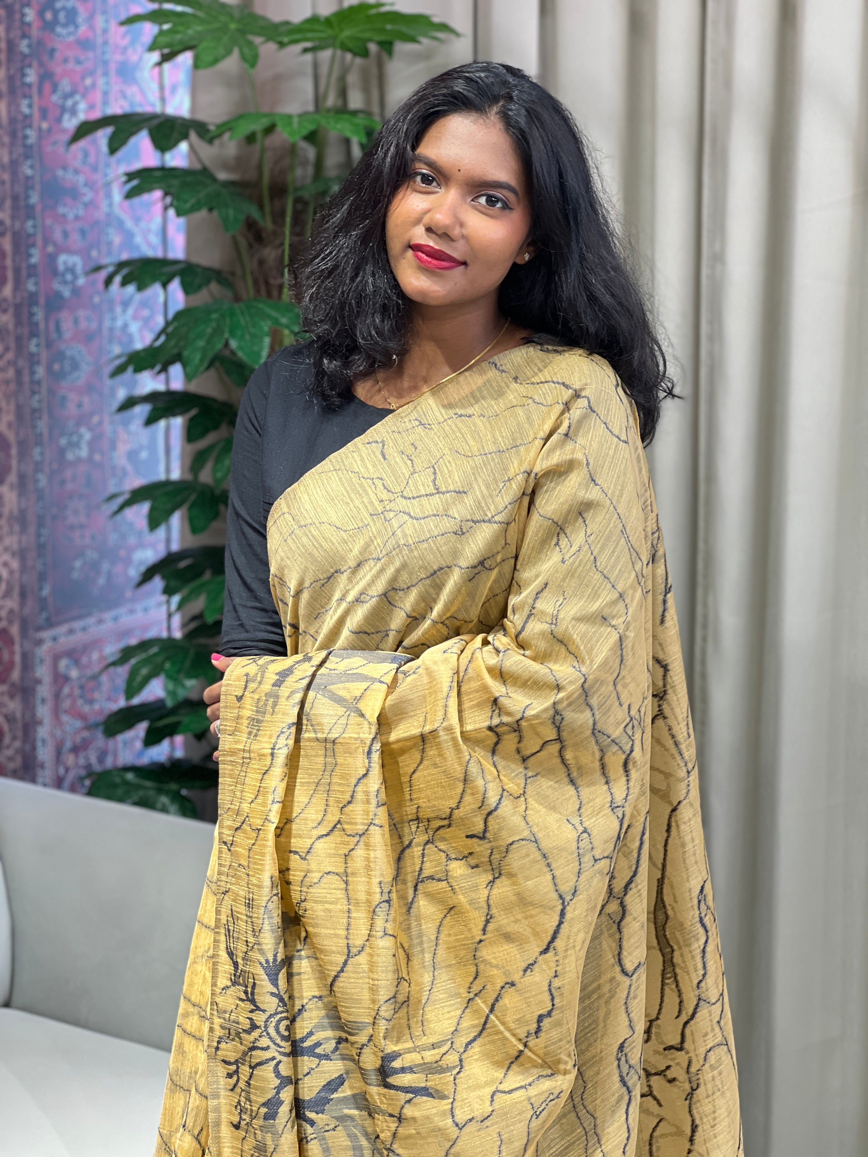 Thread Woven Jute Finish Saree | YNG998