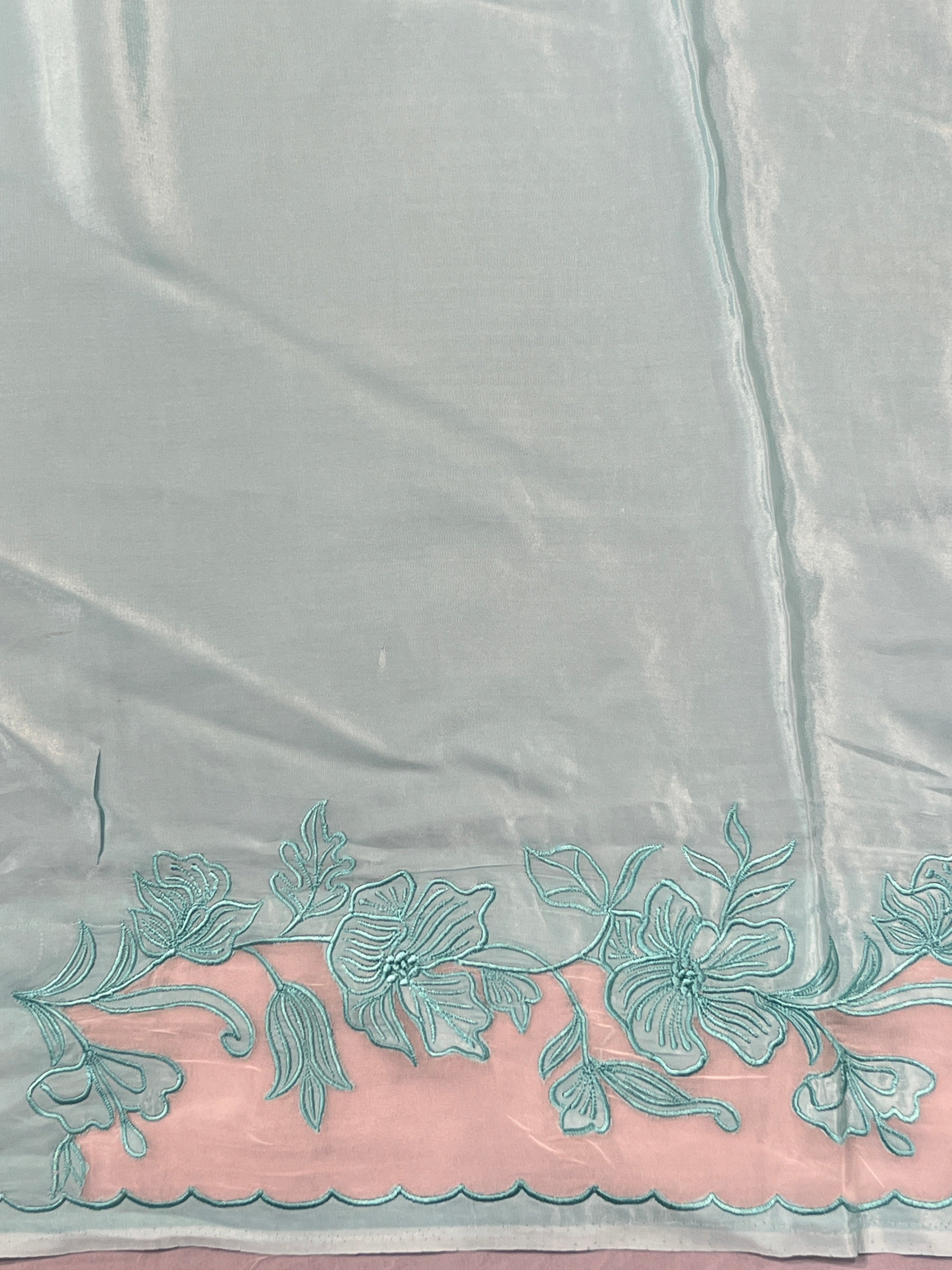 Machine Embroidery Detailed Organza Saree | SBS1378