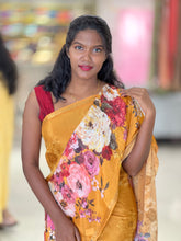 Floral Printed Chinon Saree | SSN358