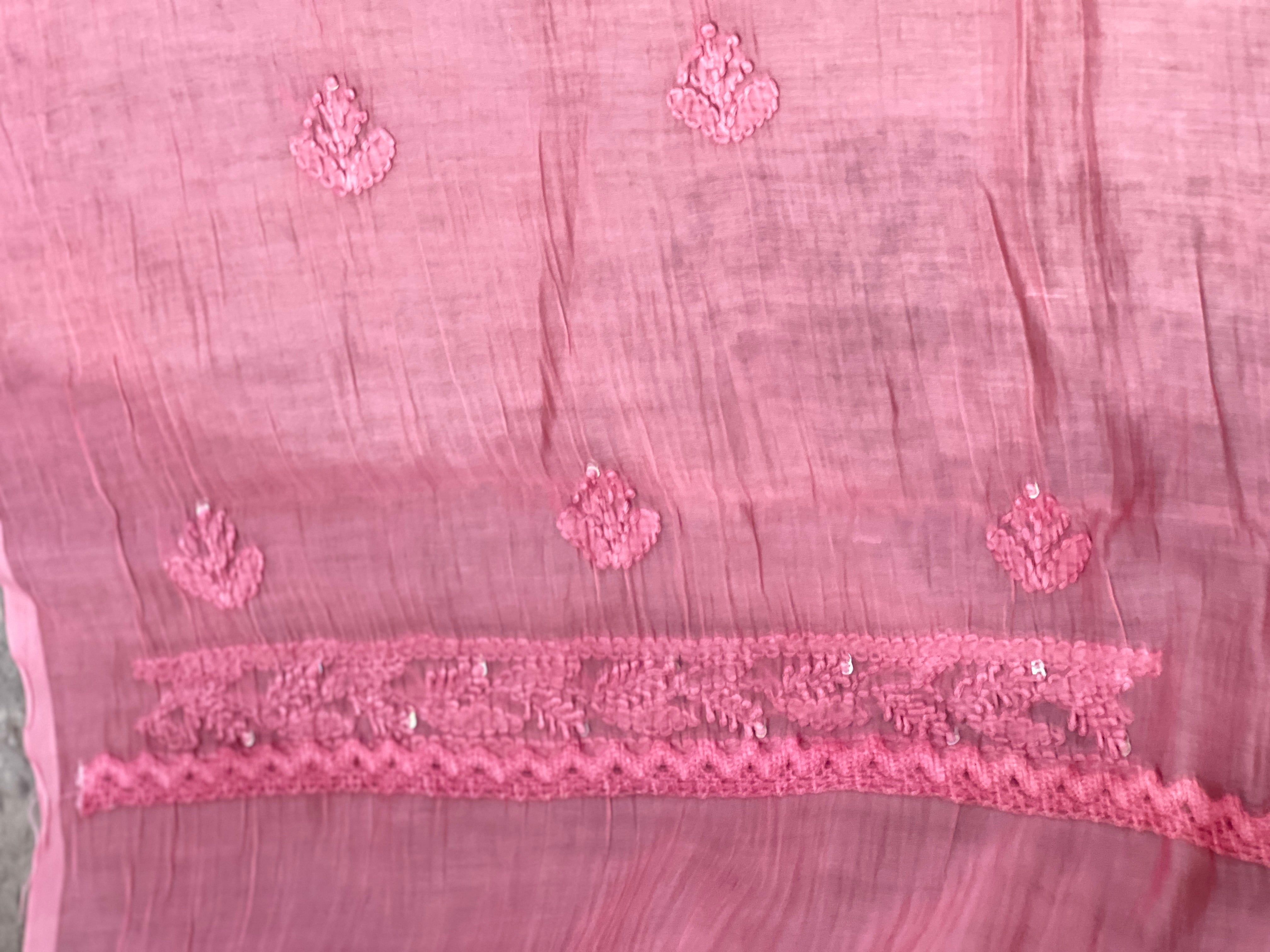 Chikankari Work Detailed Pure Cotton Saree | GMA177
