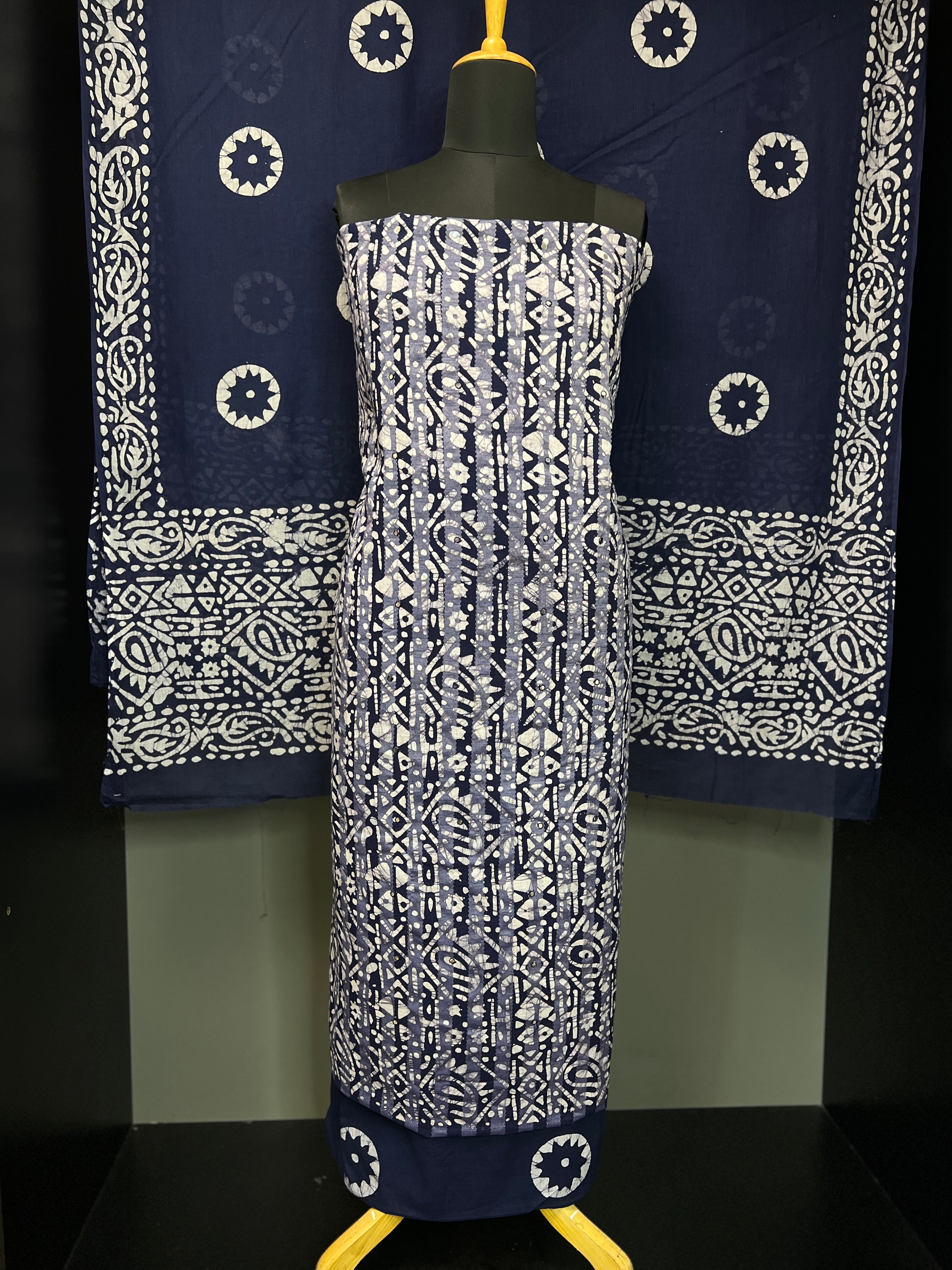 Batik Print With Mirror Detailed Cotton Salwar Set | MT126