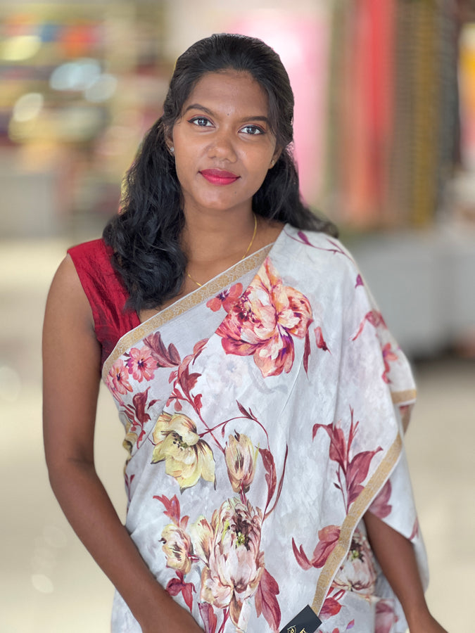 Printed Chinon Saree | SSN356