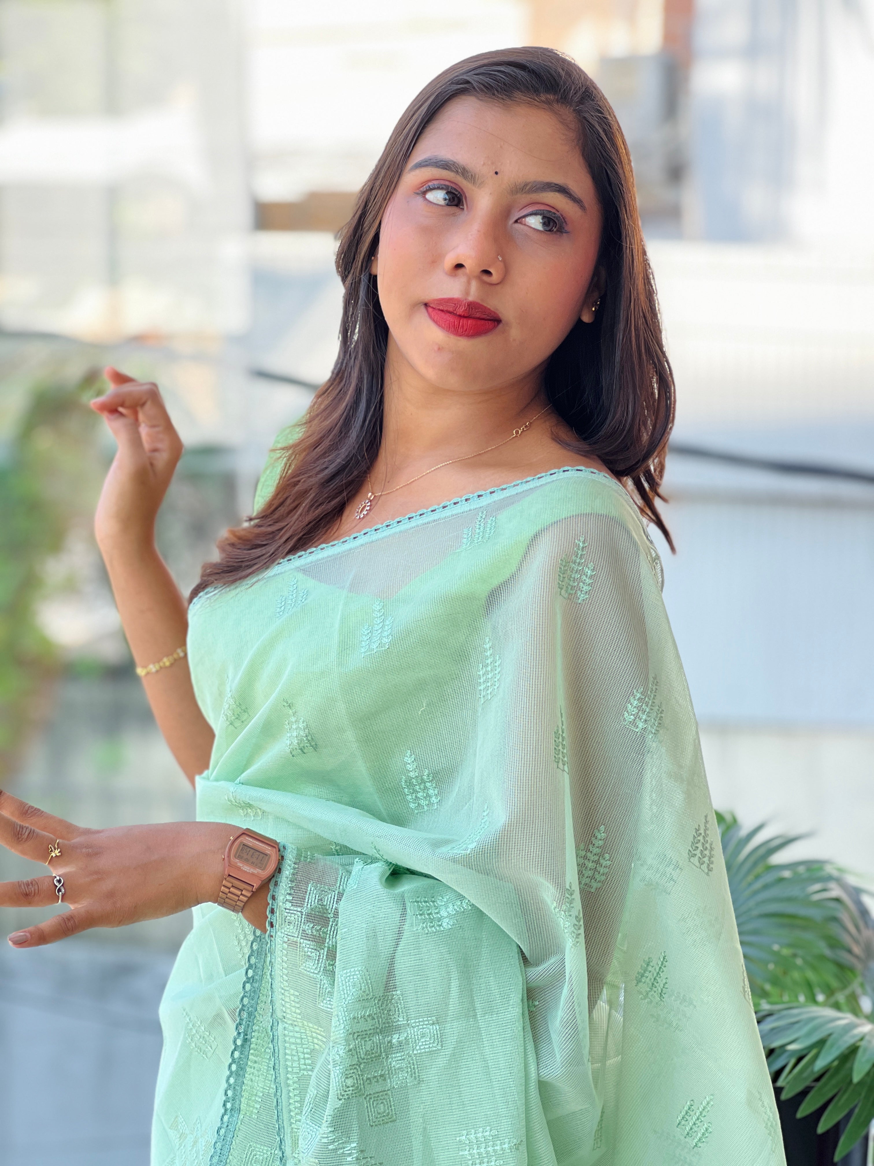 Machine Embroidery Detailed Kota Saree | YNG840