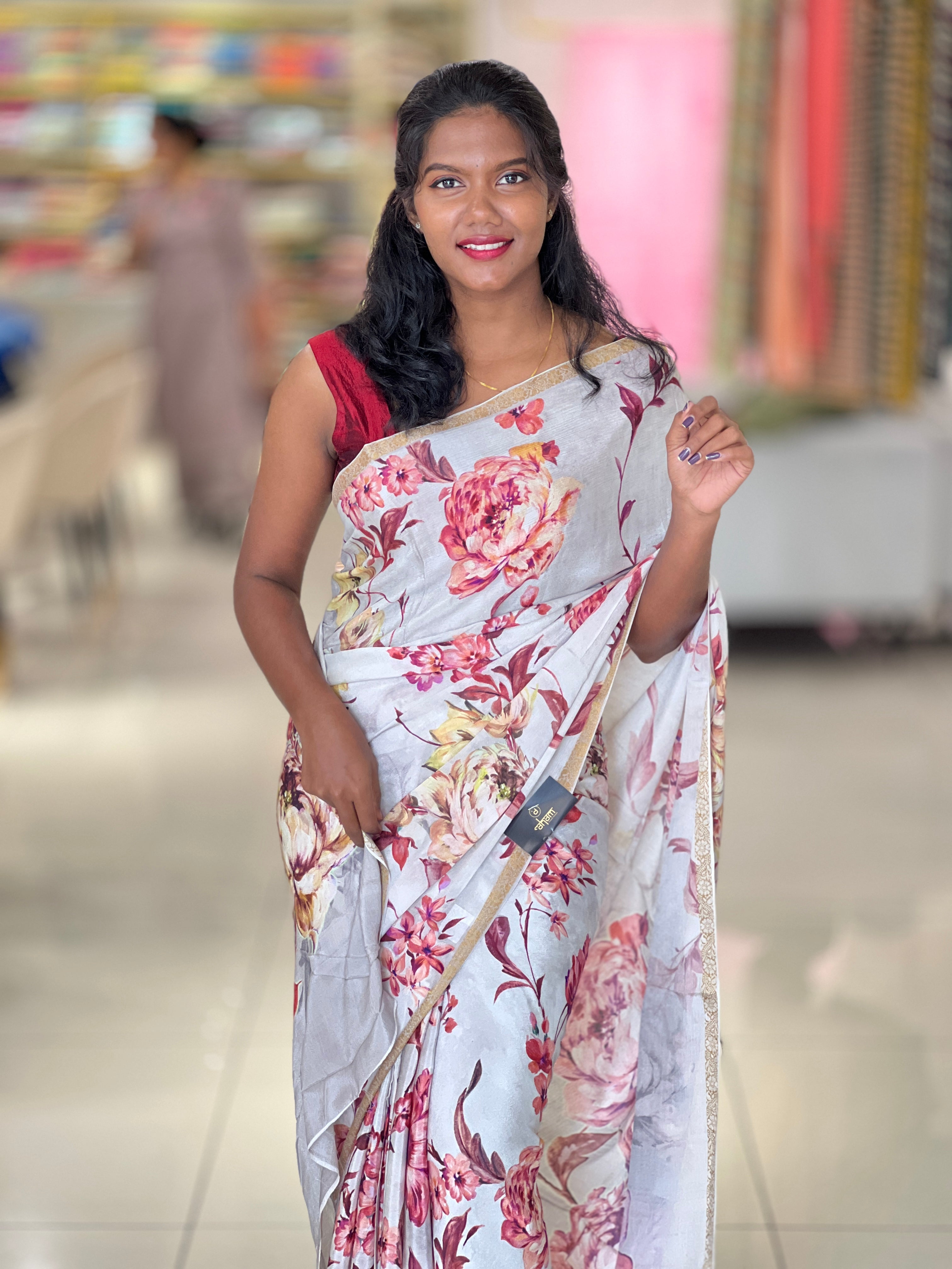 Printed Chinon Saree | SSN356