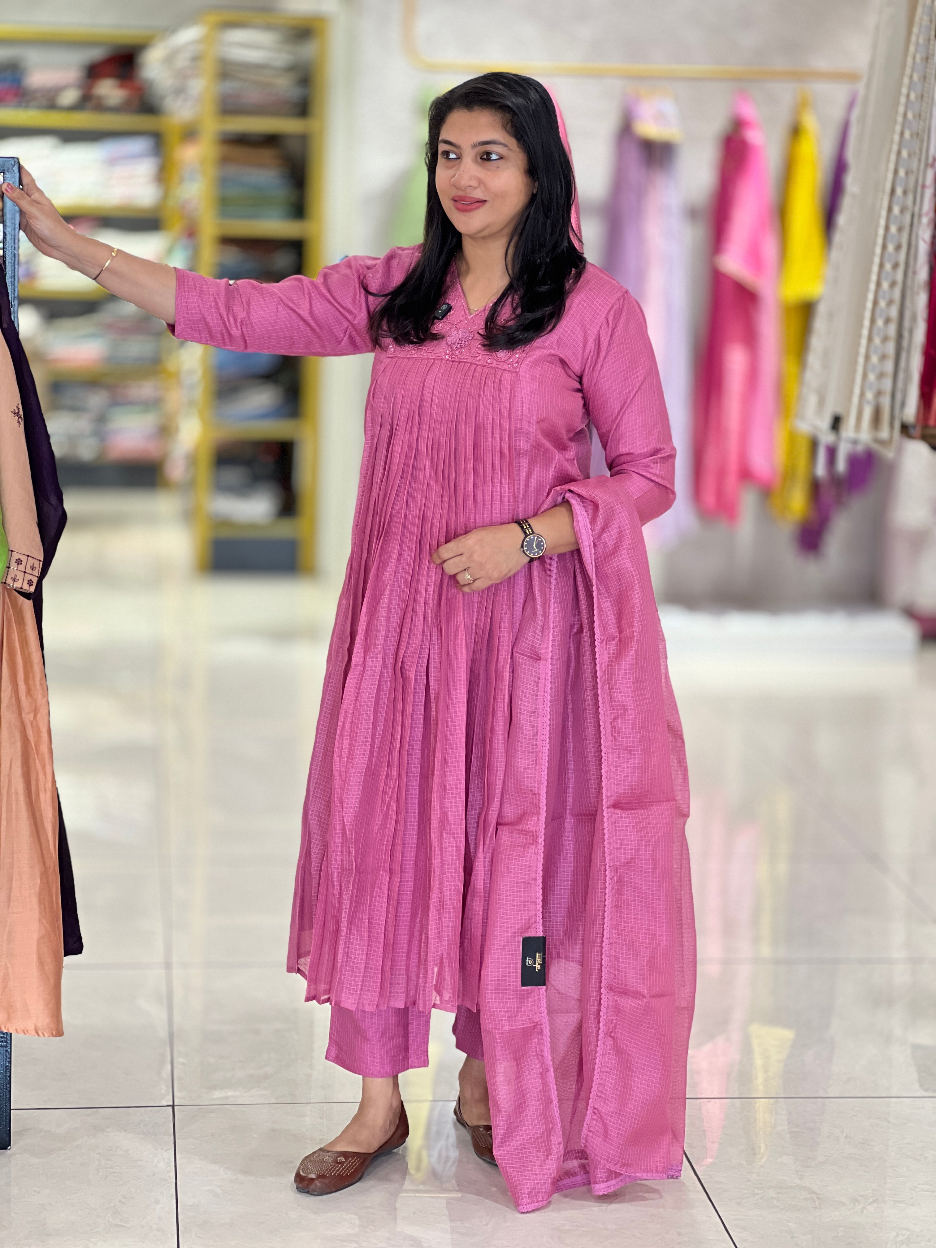 Handwork Detailed Silky Kota Kurta Set | SLM179