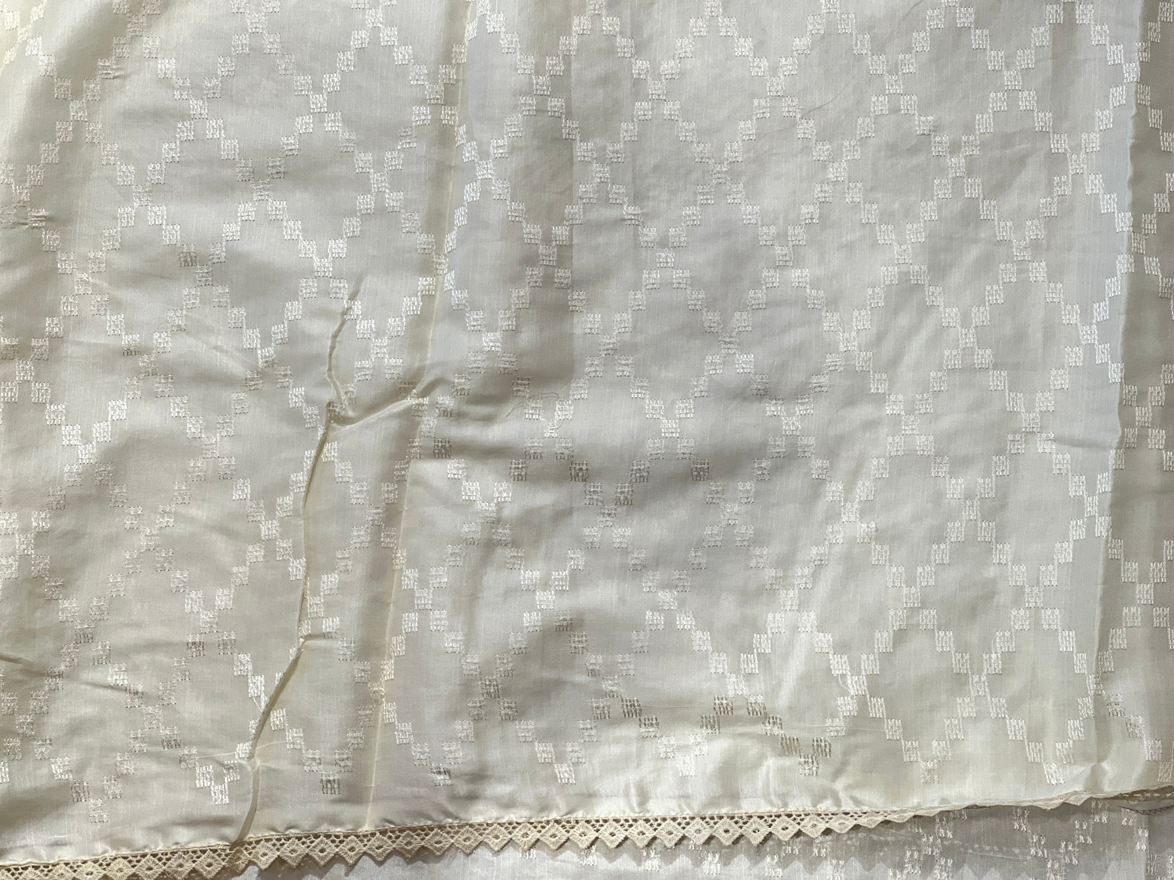 Machine Embroidery Geometric Patterned Tussar Finish Saree | SUN367