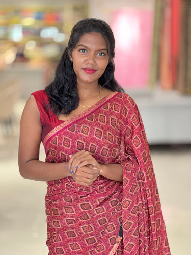 Printed Chinon Saree | SSN360