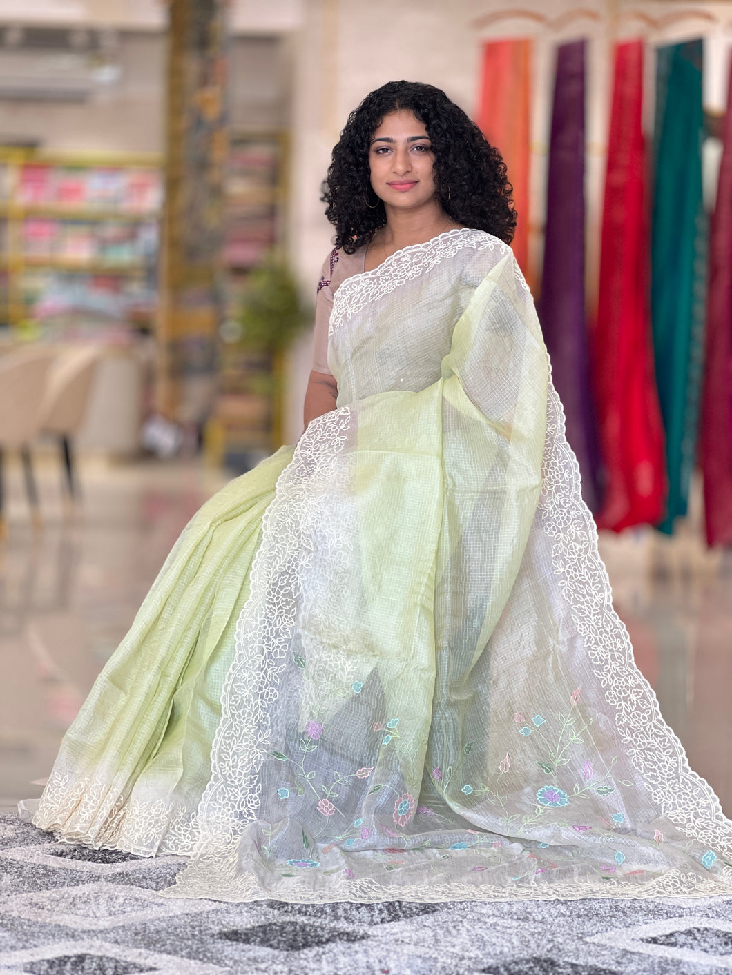 Embroidery Detailed Tussar Kota Saree | SBS972