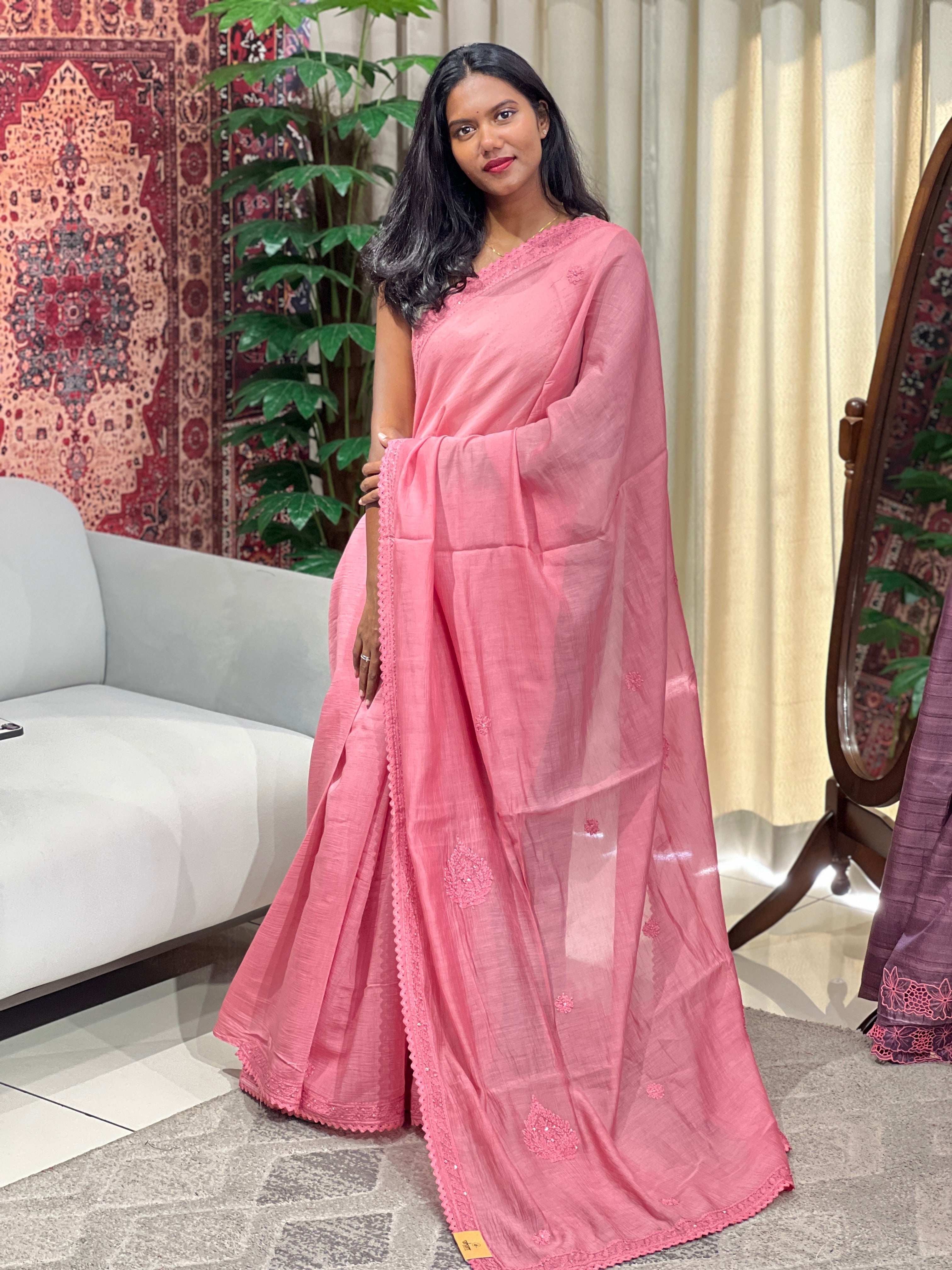 Chikankari Work Detailed Pure Cotton Saree | GMA182