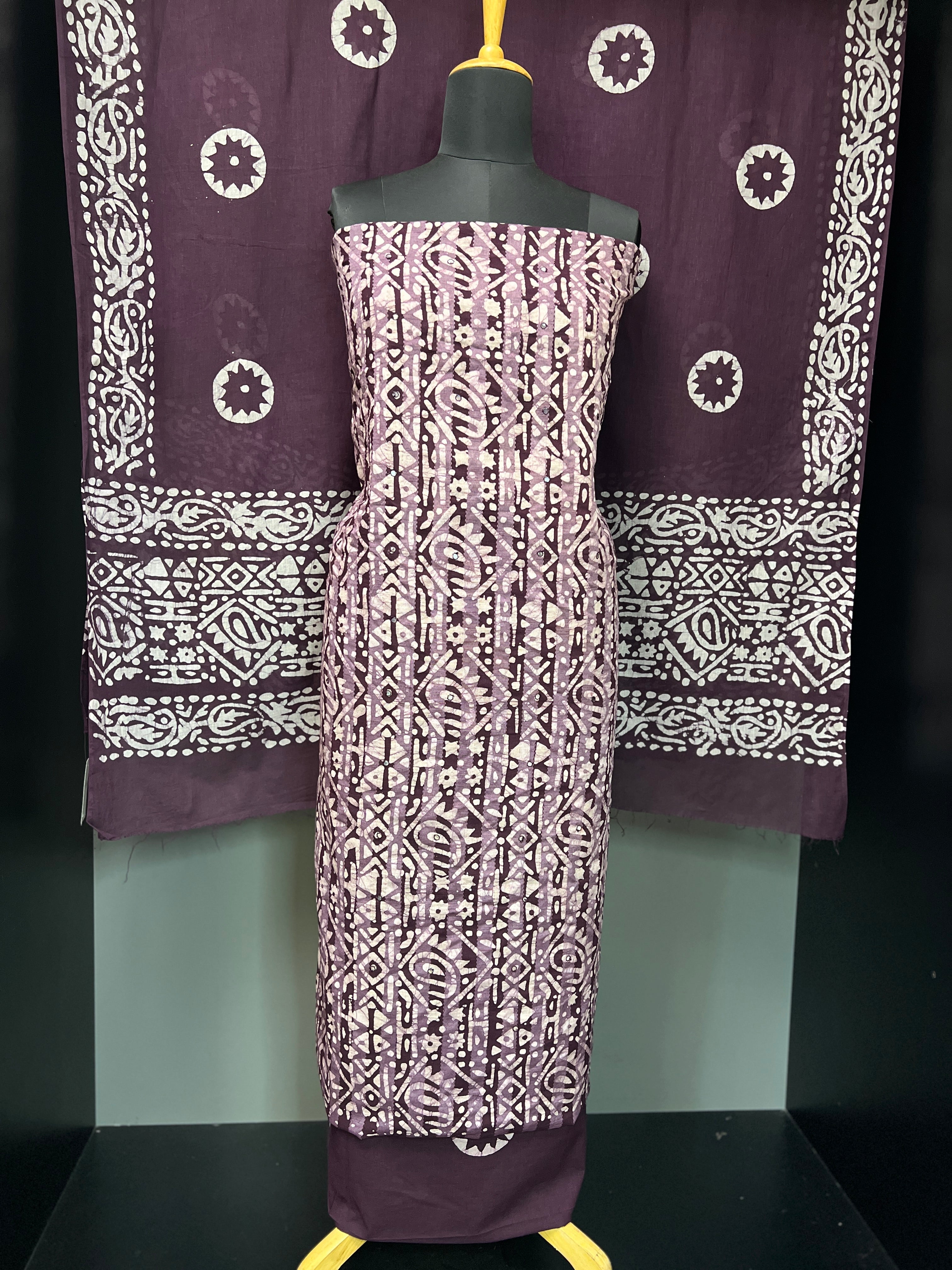 Batik Print With Mirror Detailed Cotton Salwar Set | MT125