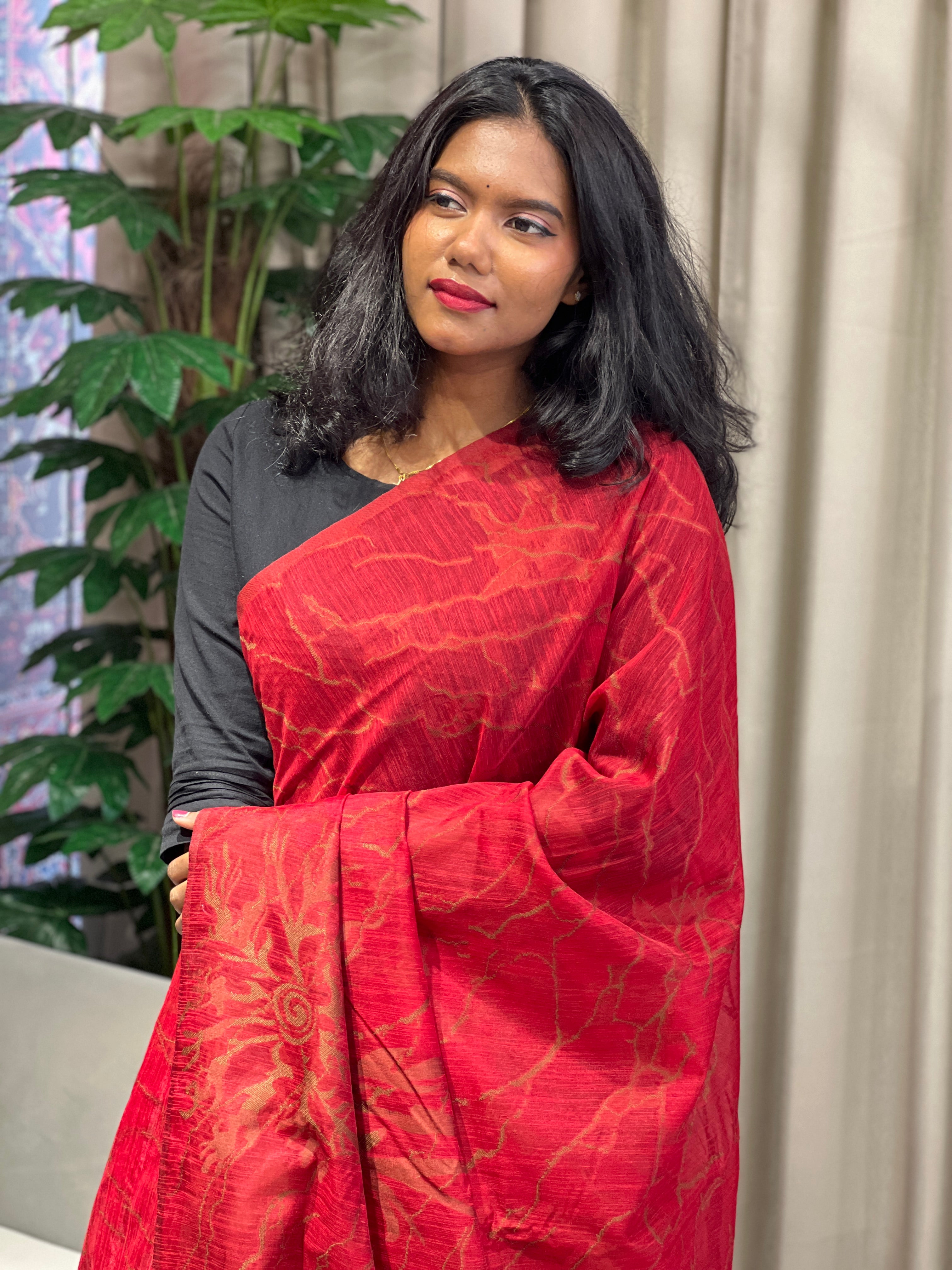 Thread Woven Jute Finish Saree | YNG997