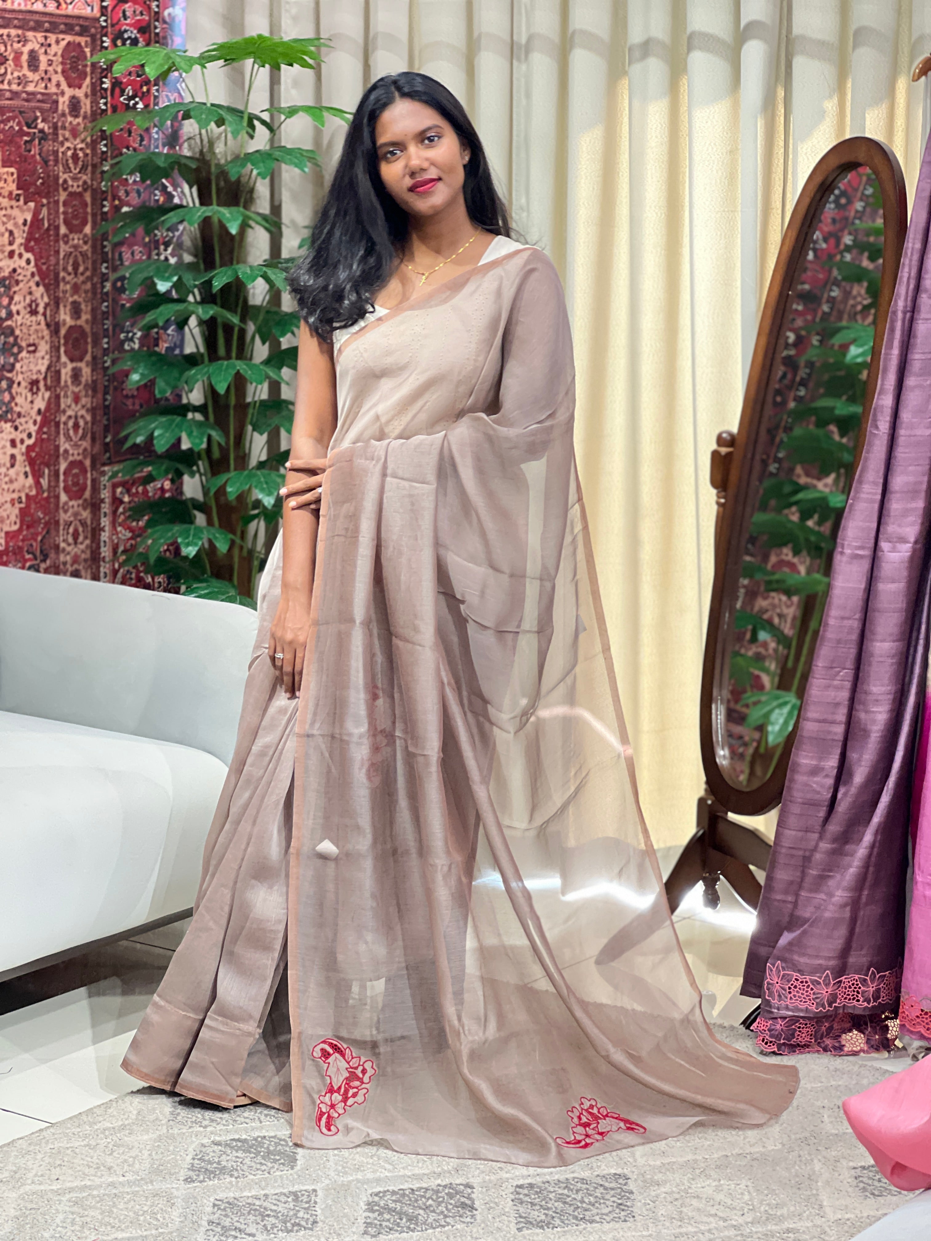 Twine Cut Work Embroidered Supernet Kota Saree | TC220