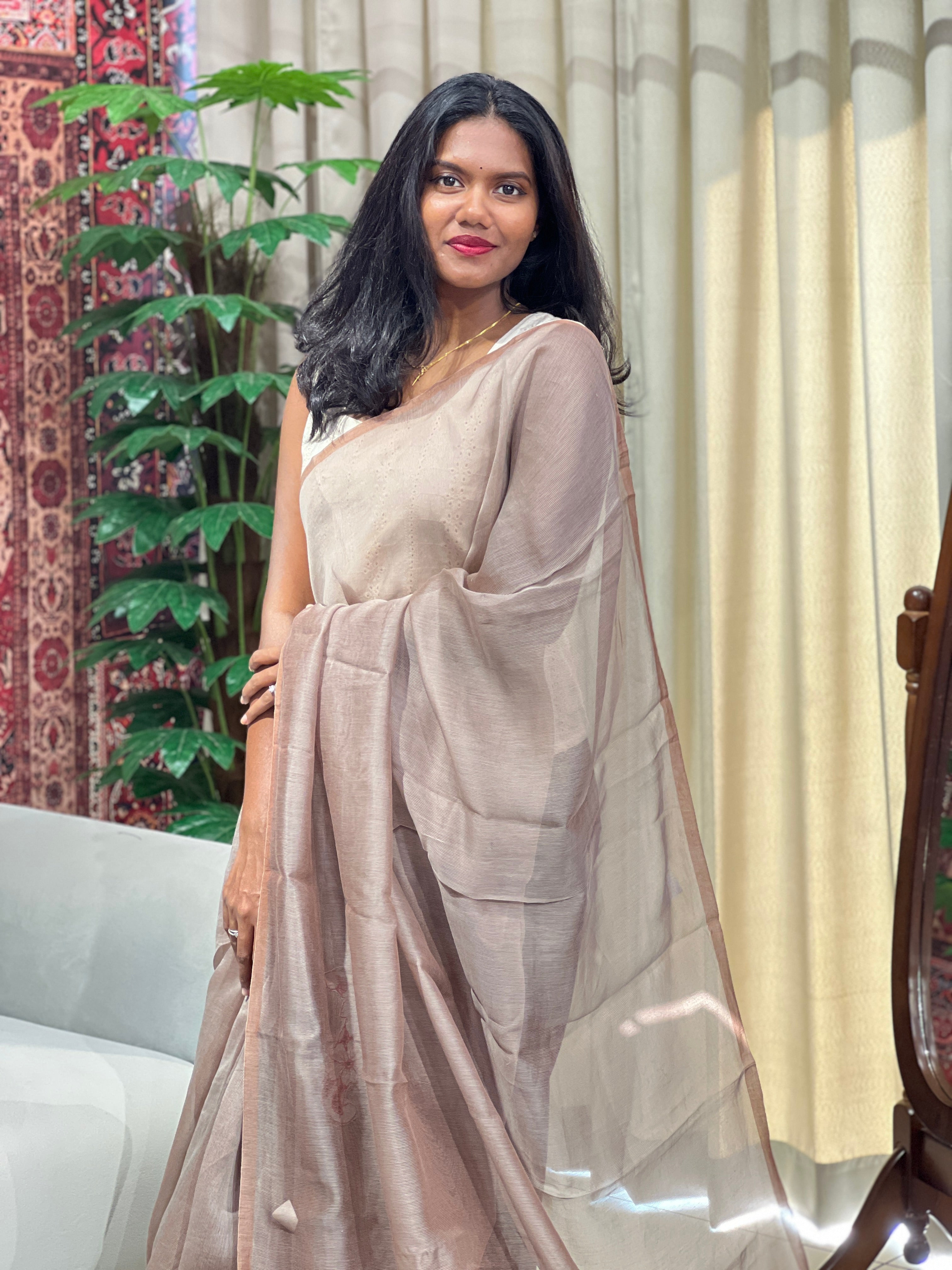 Twine Cut Work Embroidered Supernet Kota Saree | TC220