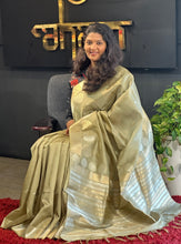 Antique Sliver & Golden Zari Weaving Semi Tussar Finish Saree | YNG241