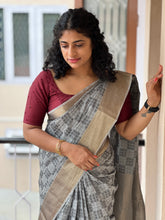 Check Weaving  Pattern Cotton Saree | UDF122