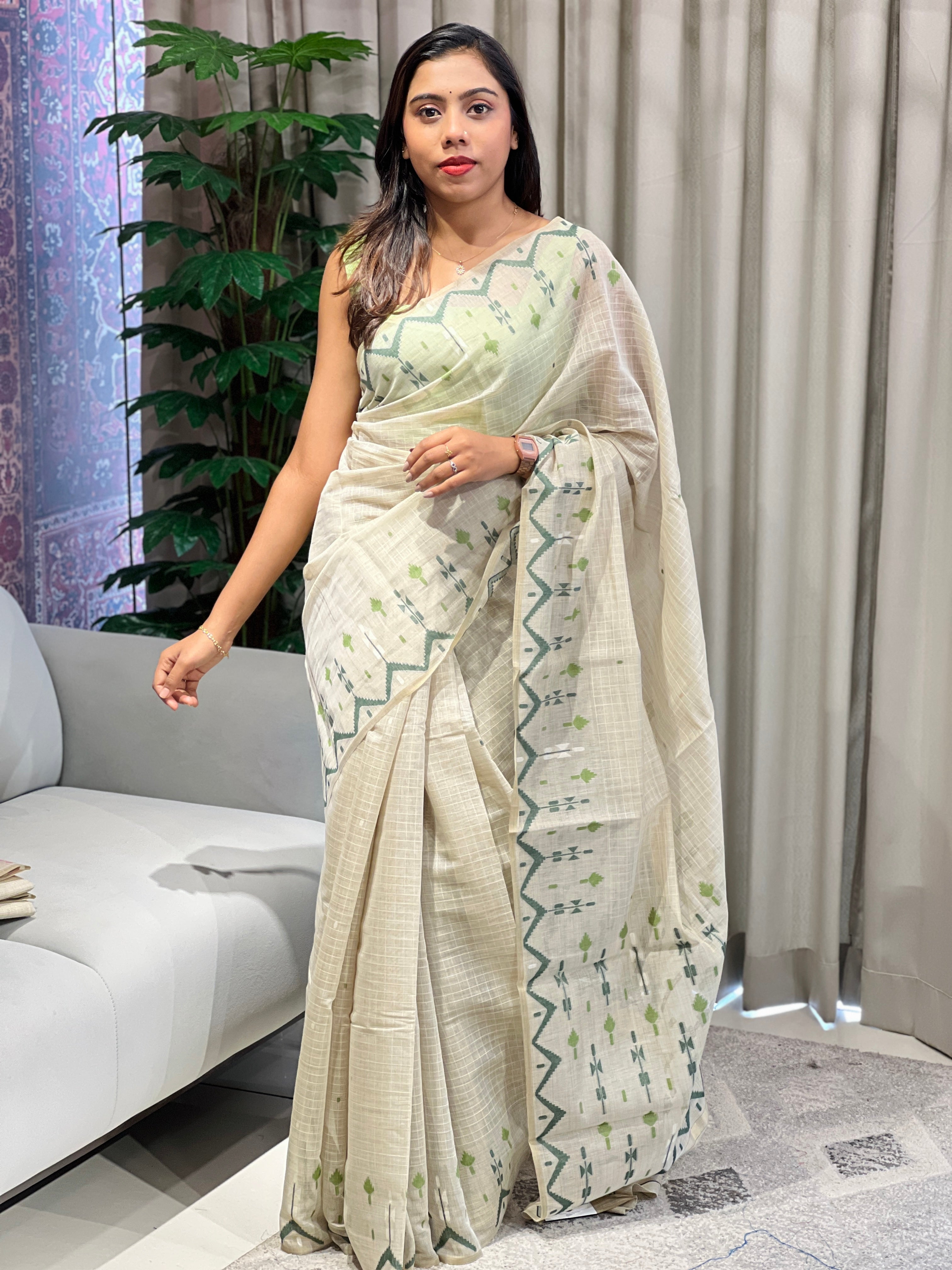 Jamdani Woven Chanderi Saree | YNG901