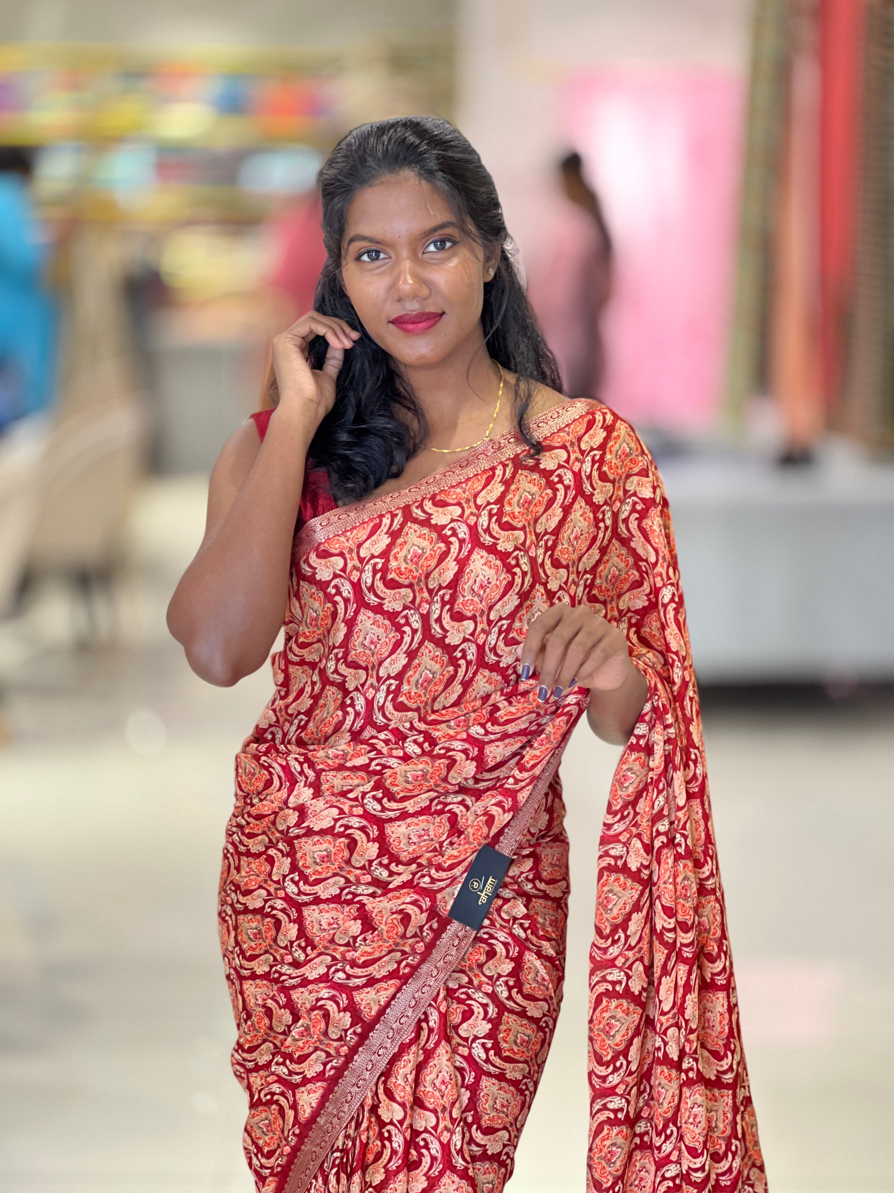 Printed Chinon Saree | SSN343