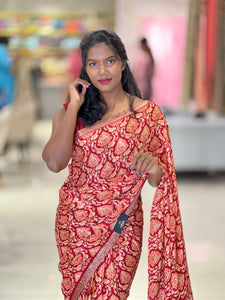 Printed Chinon Saree | SSN343