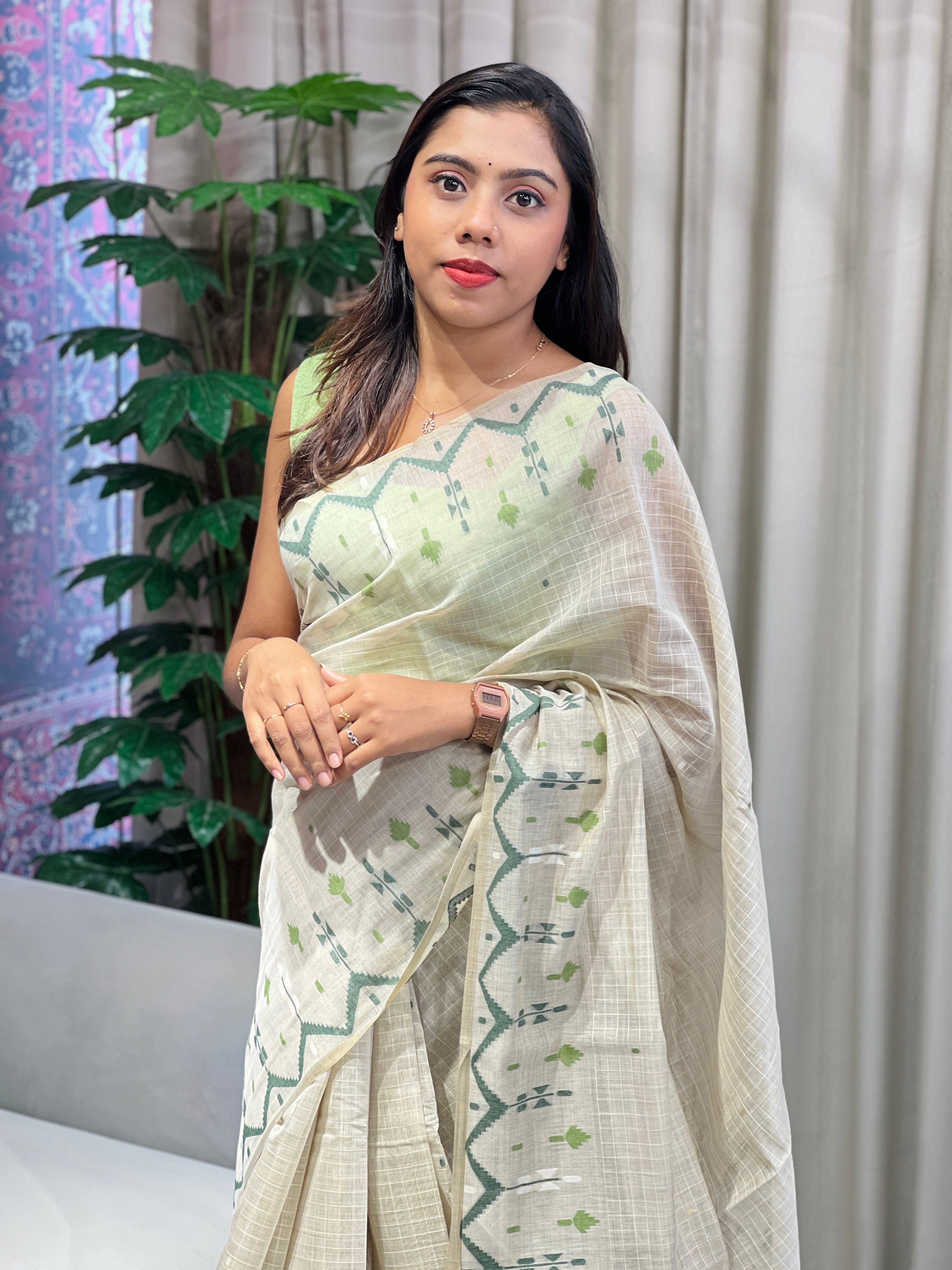 Jamdani Woven Chanderi Saree | YNG901