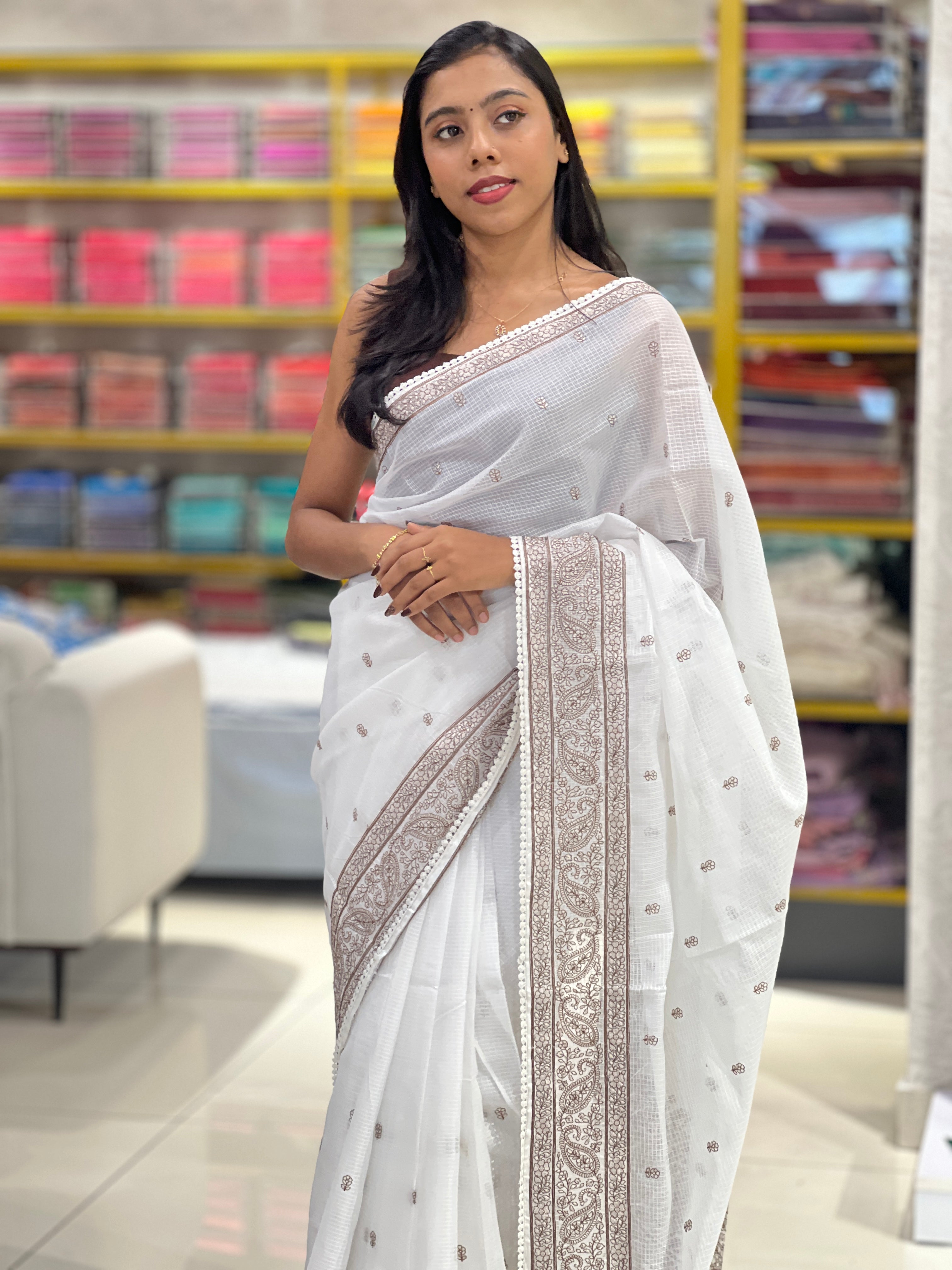 Machine Embroidery Silky Kota Saree | BLD1331