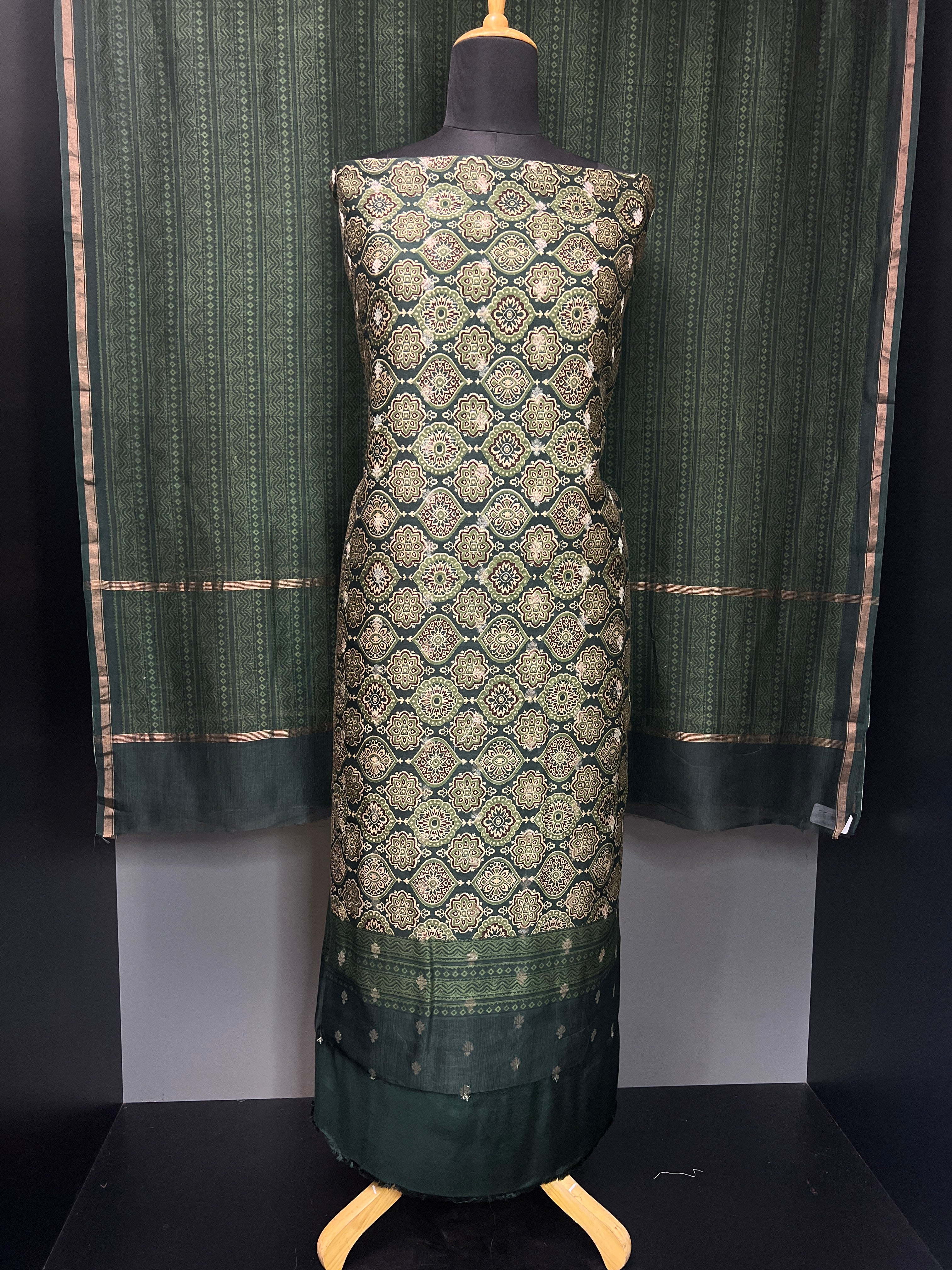 Ajrak Print With Banarasi Weaved Chanderi Silk Salwar Set | LV394