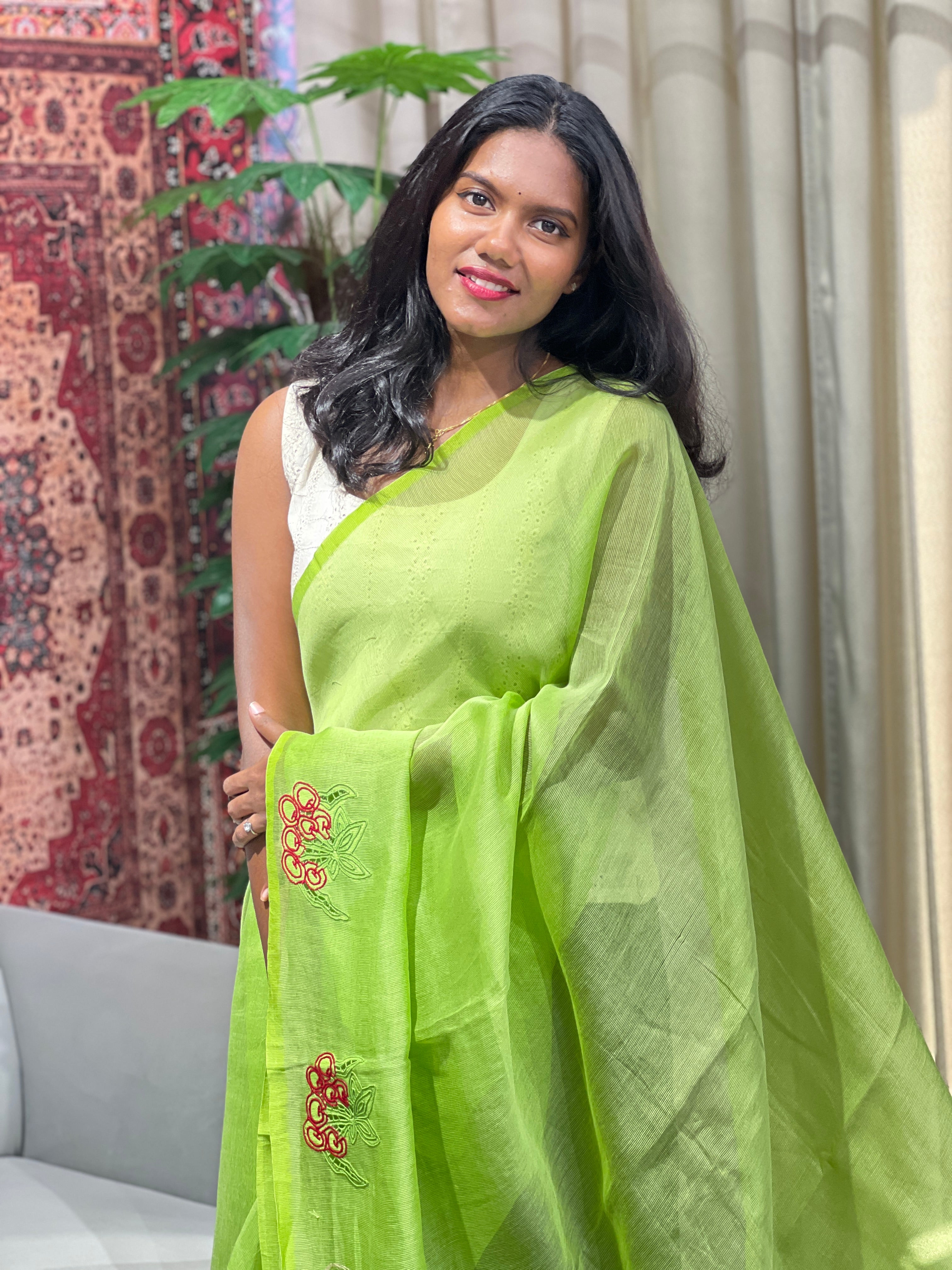 Twine Cut Work Embroidered Supernet Kota Saree | TC225