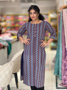 Printed Cotton Kurta With Button Detailing | AJT120