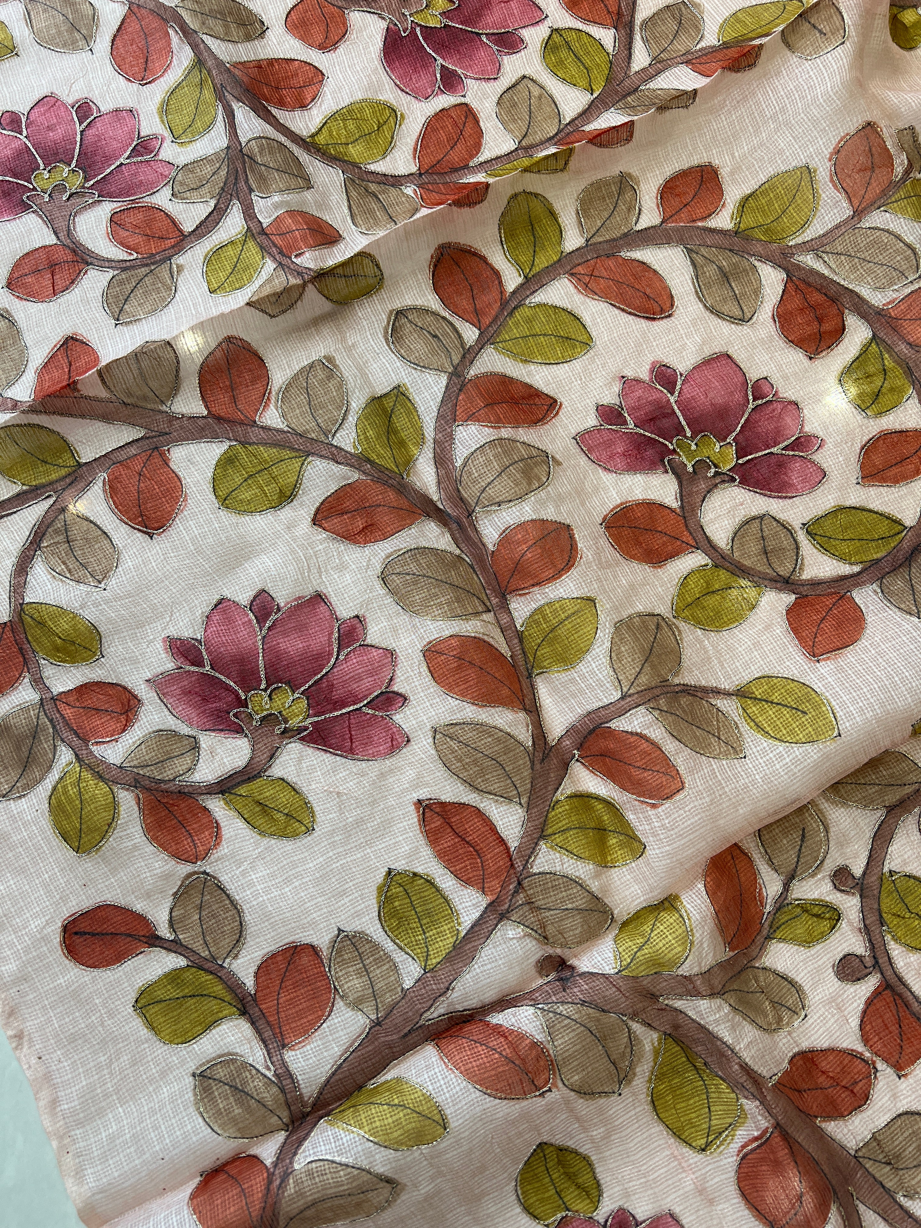 Hand Embroidery Tussar Kota Saree | SBS983