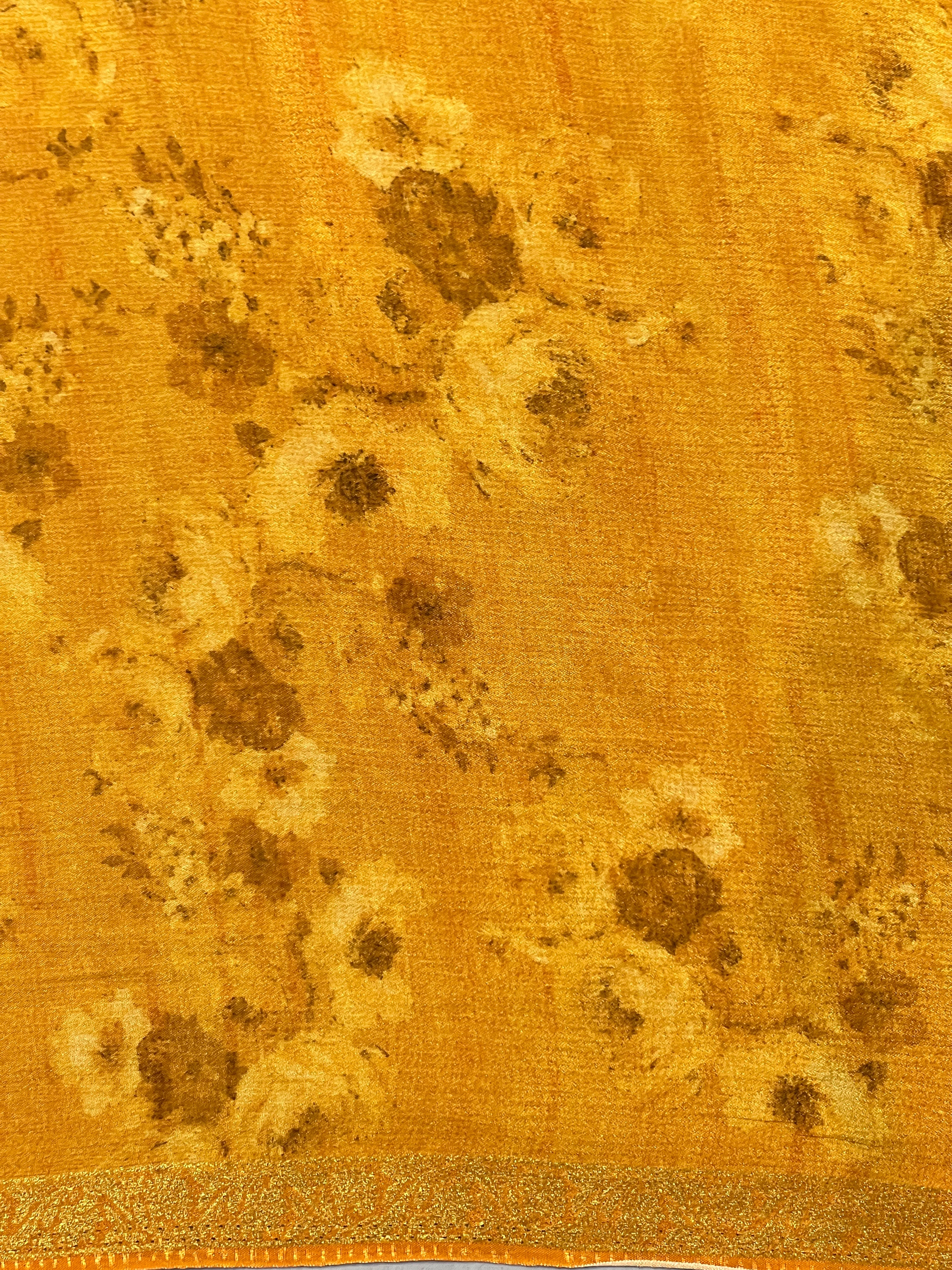 Floral Printed Chinon Saree | SSN358