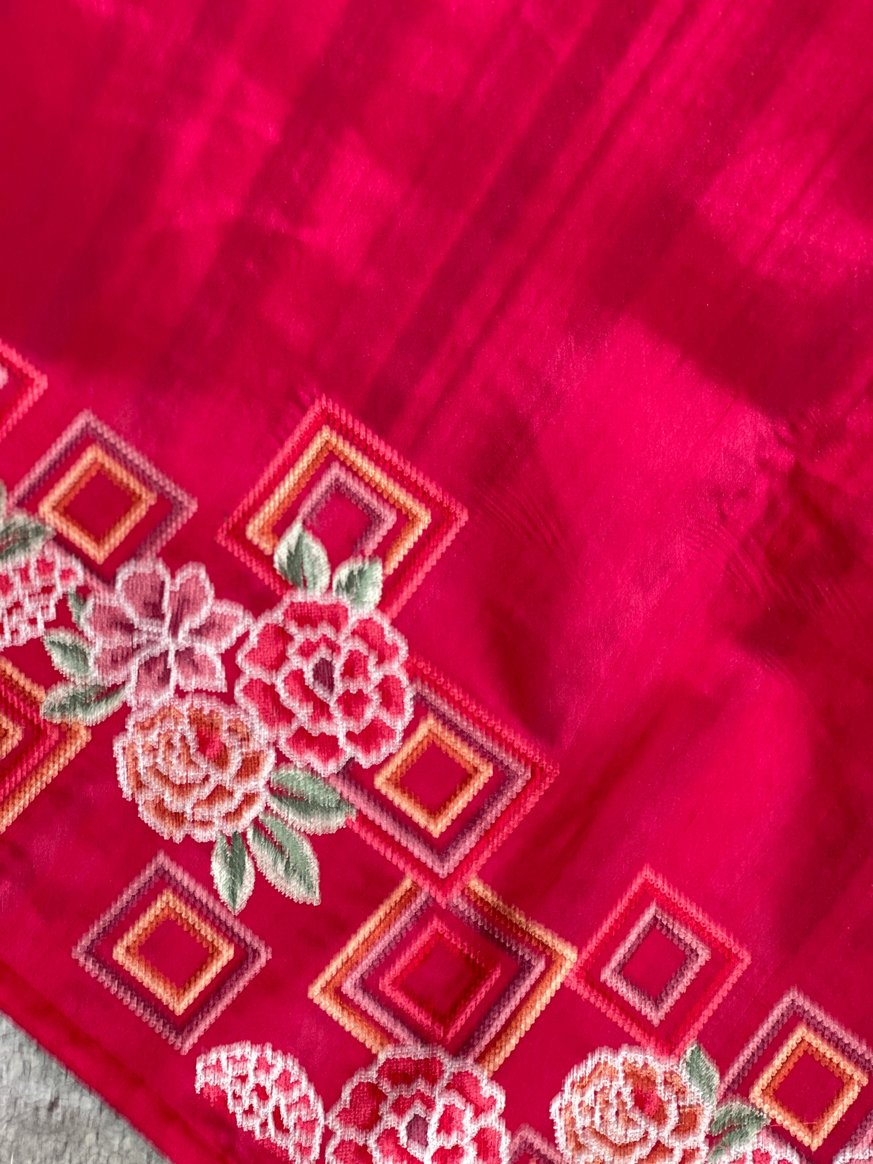 Multicolour Thread Embroidery Detailed Semi Tussar Saree | SUN535