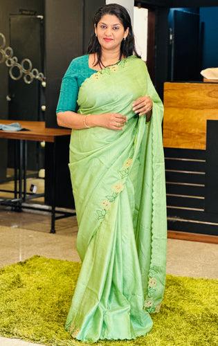 Twine Cut Work Embroidery Placement Detailed Semi Silk Saree | TC412