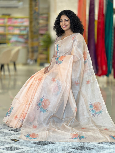 Floral Printed Tussar Kota Saree | SBS977