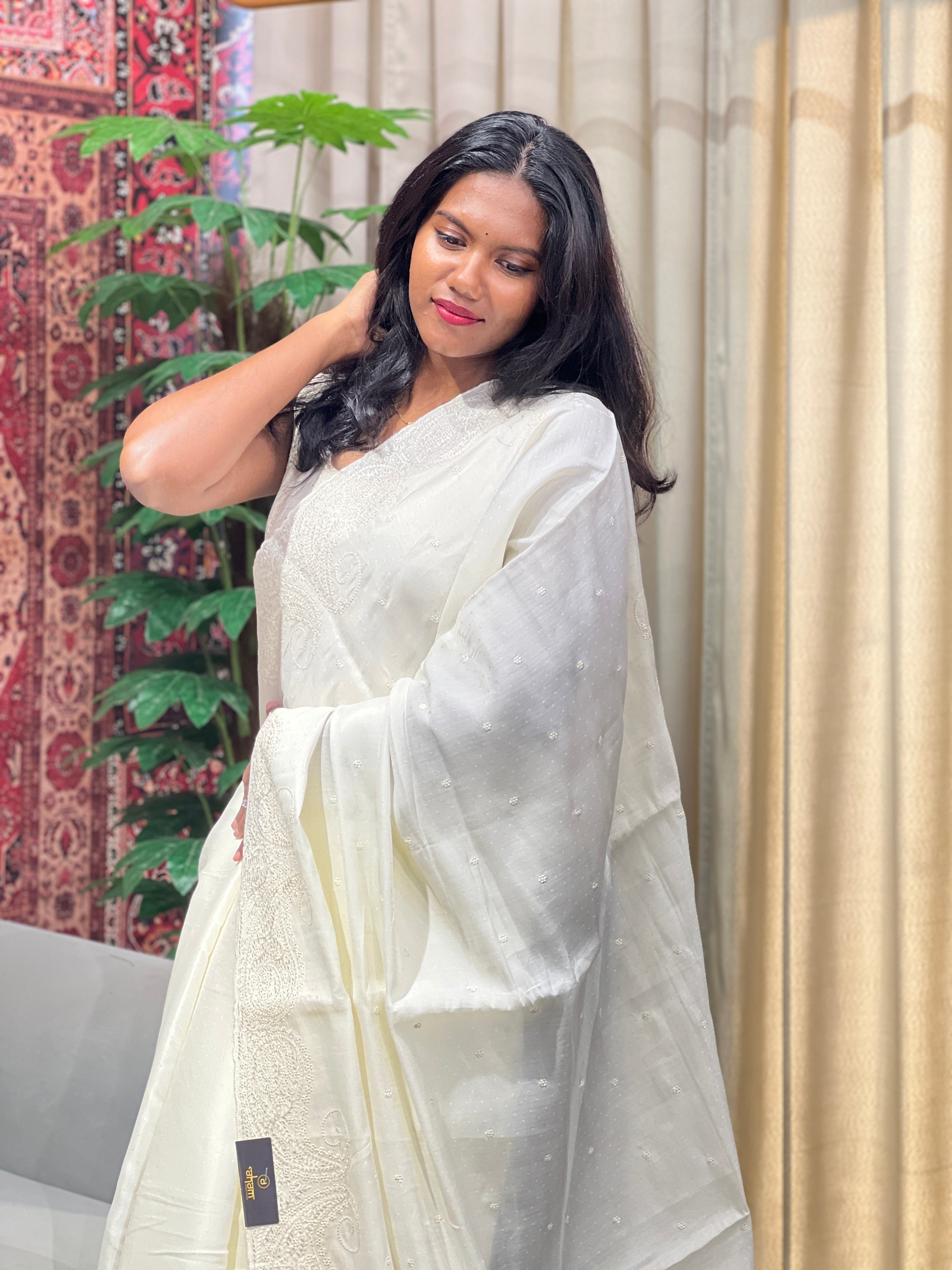 Paisley Embroidery Semi Tussar Saree | SUN521